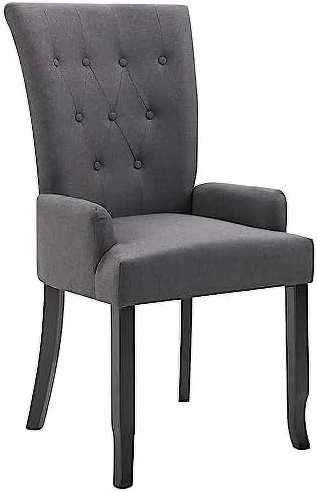 TJUNBOLIFE Modern Fabric Dining Chair with Armrests - Elegant Oak Wood Frame - Ergonomic Brown Seat for Comfort and Style - Easy Assembly and Stable Construction