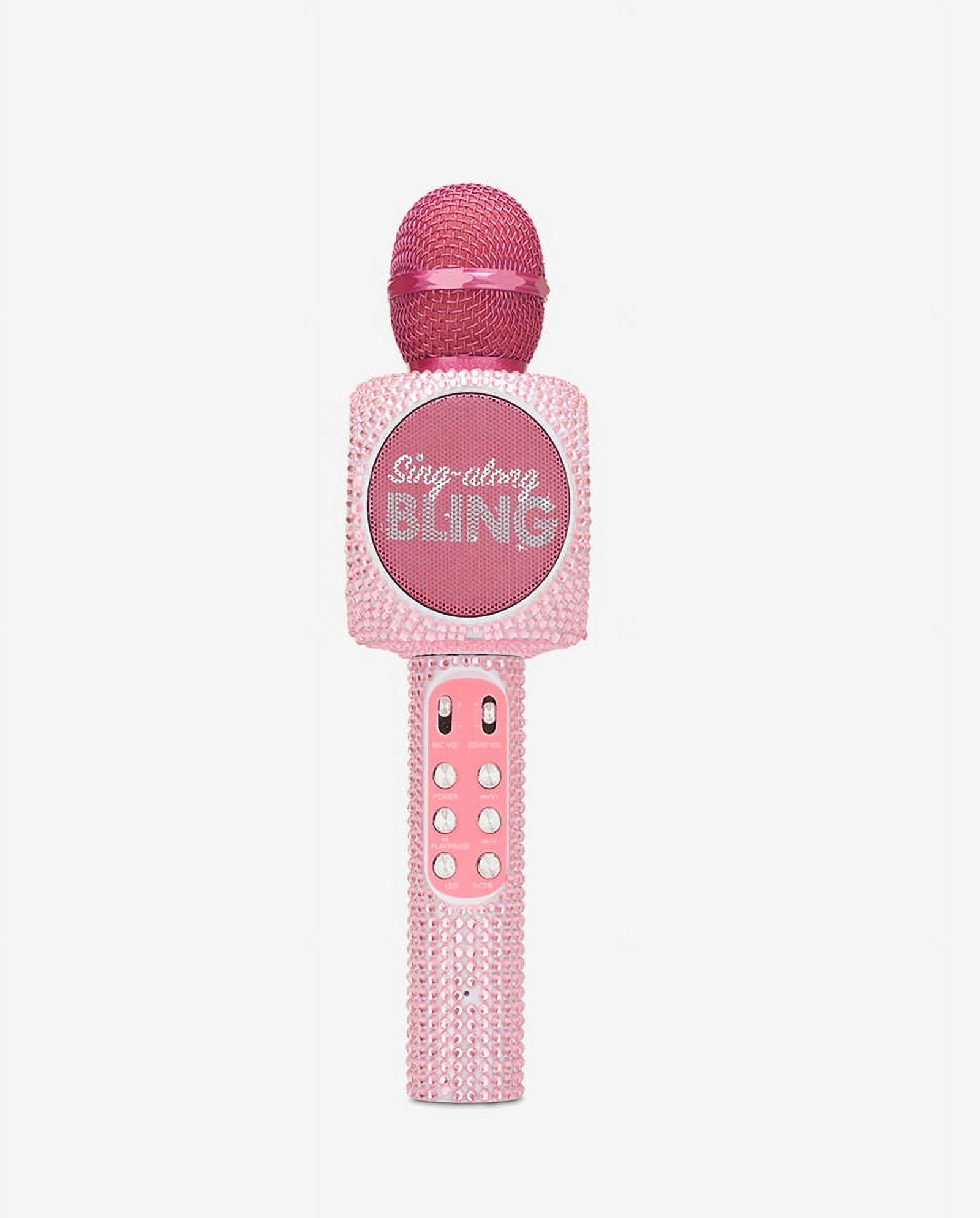 Singalong Bling Microphone - Wireless Karaoke Microphone with Bluetooth for Kids and Adults - Portable Microphone for Home Karaoke - Sing-Along Mic with Stereo Audio - LED Dancing Lights - Pink Bling