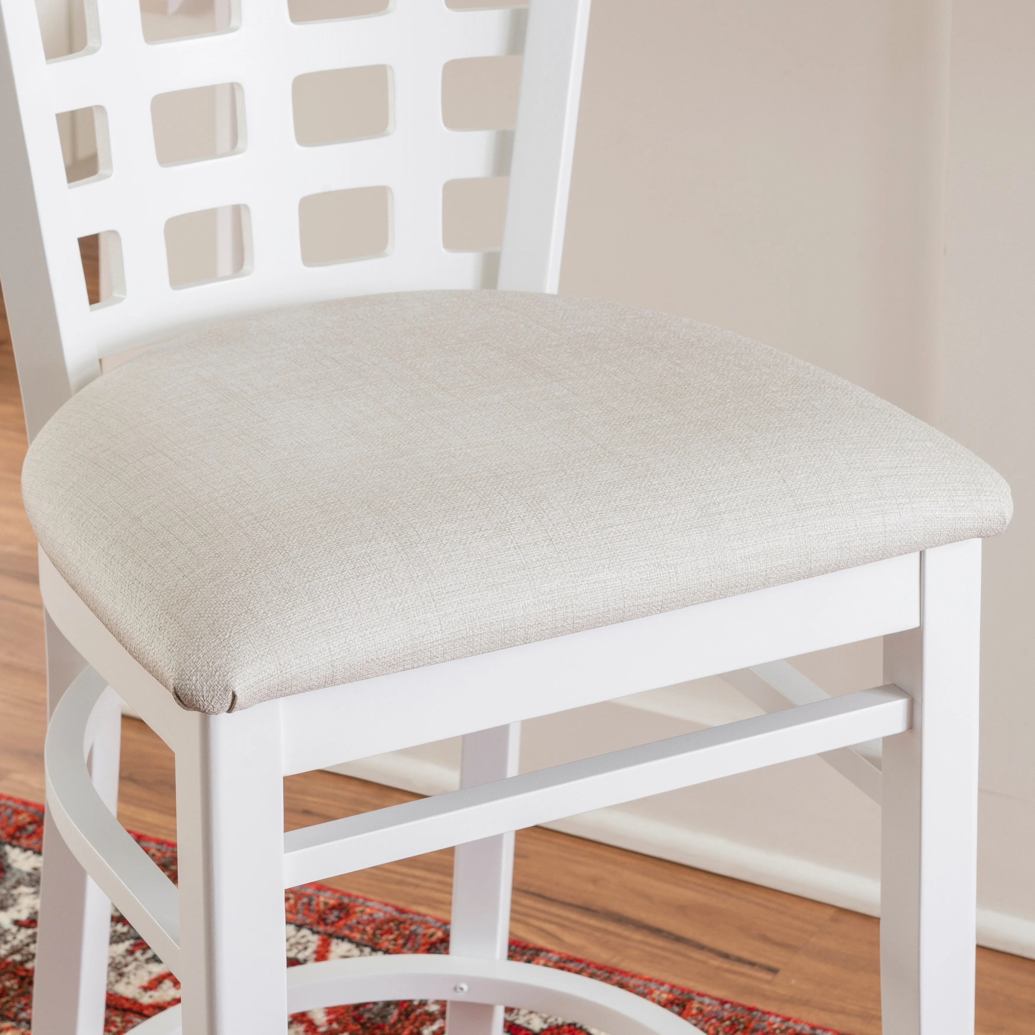 Linon Levan White Farmhouse Counter Stool (Set of 2)