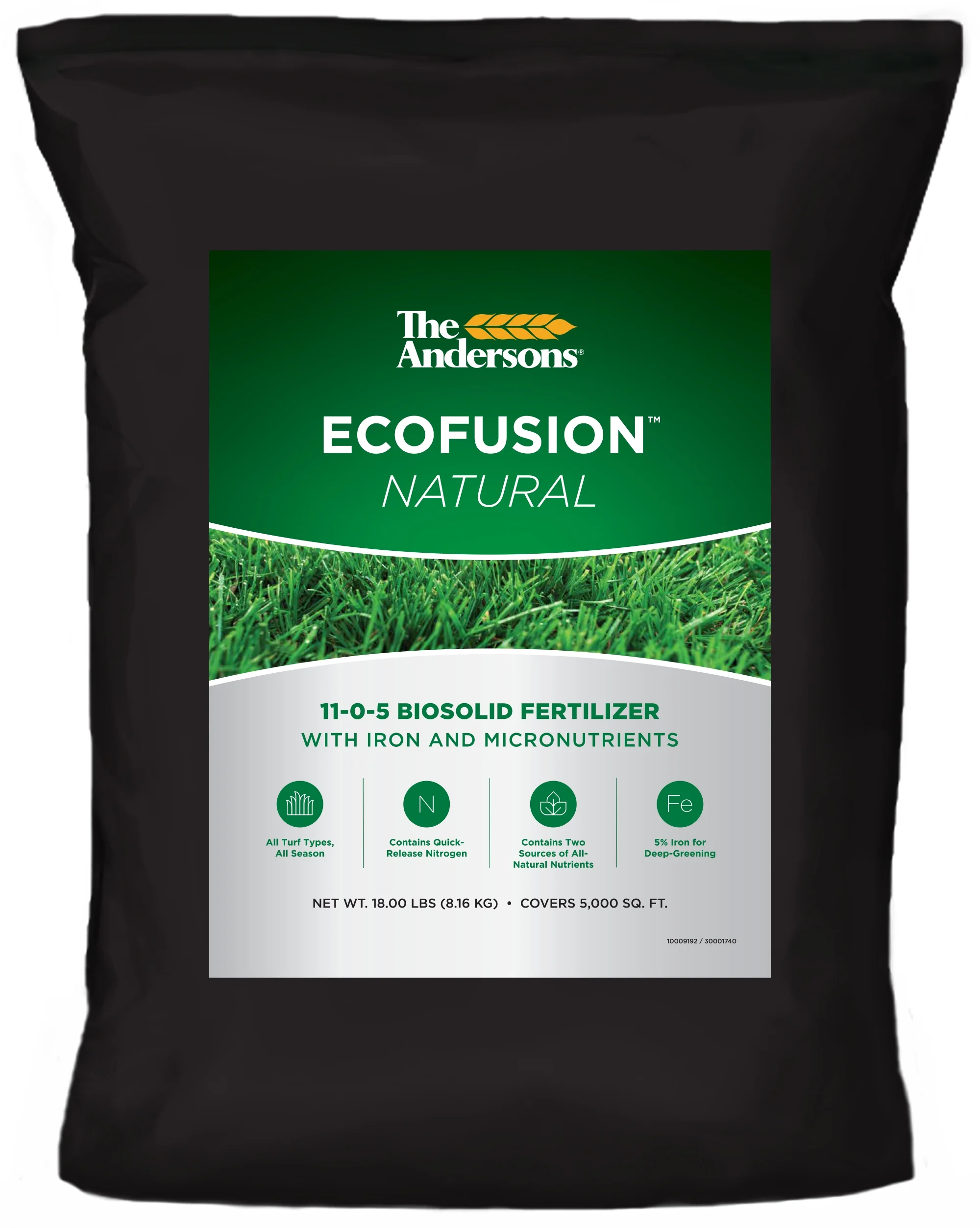 The Andersons Professional Ecofusion™ Natural 11-0-5 Biosolid Fertilizer with Iron and Micronutrients - 18 lb. Bag