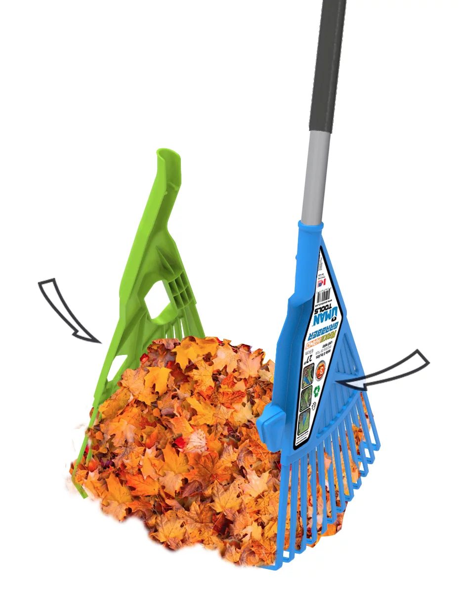 3 in 1 Leaf /Lawn Rake & Grabber with Telescopic Metal Handle