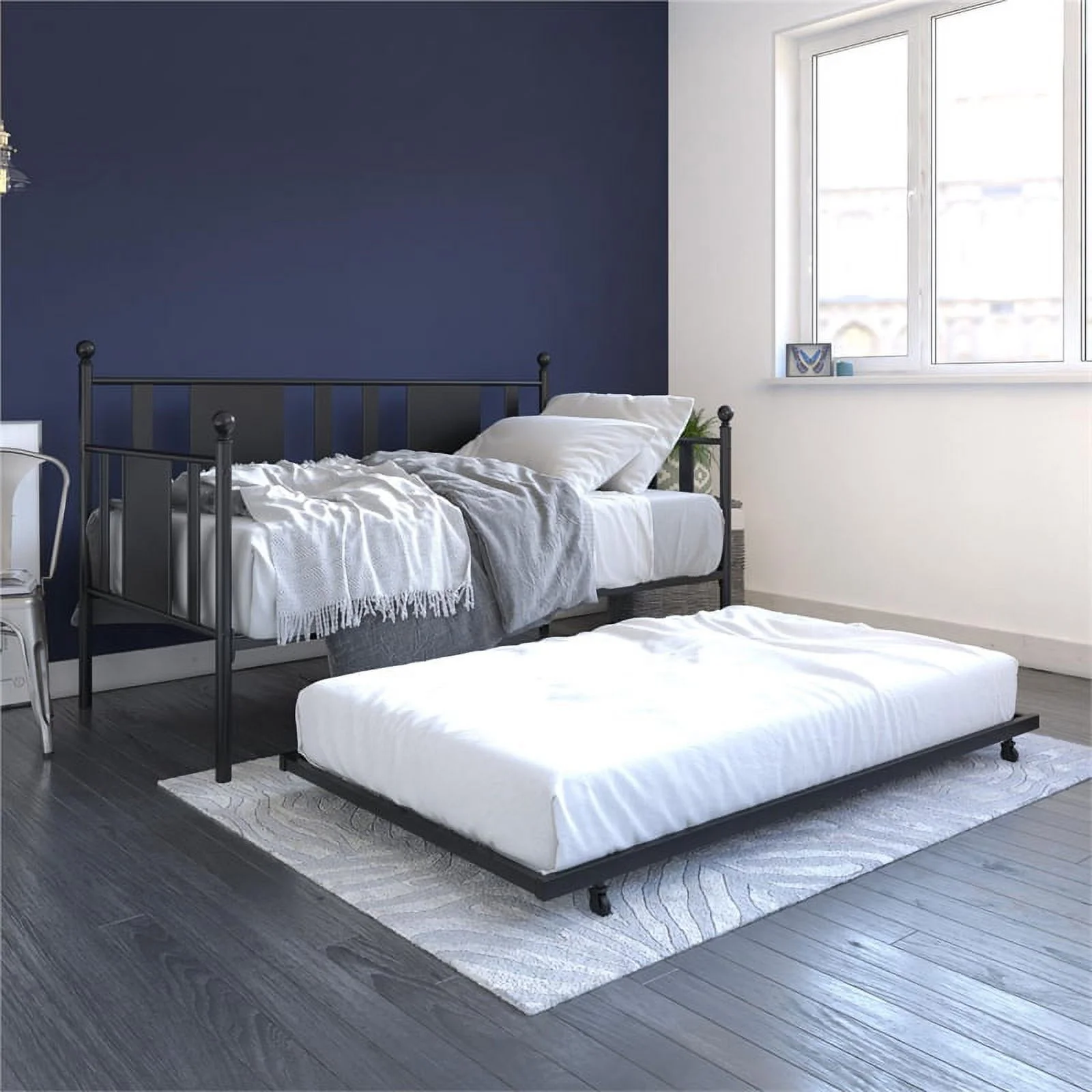 DHP Lavinia Metal Daybed and Trundle Twin in Black