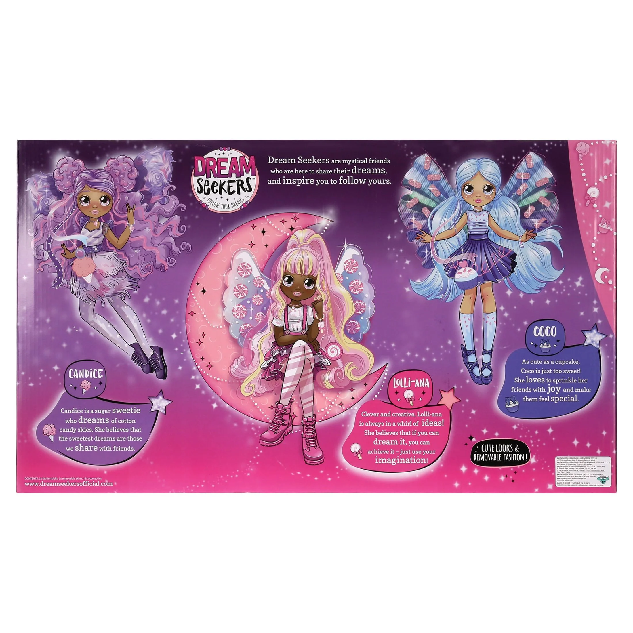 Dream Seeker Magical Fairy Fashion Doll 3 Pack, Candice, Lolli-Ana and Coco, Girls 5+