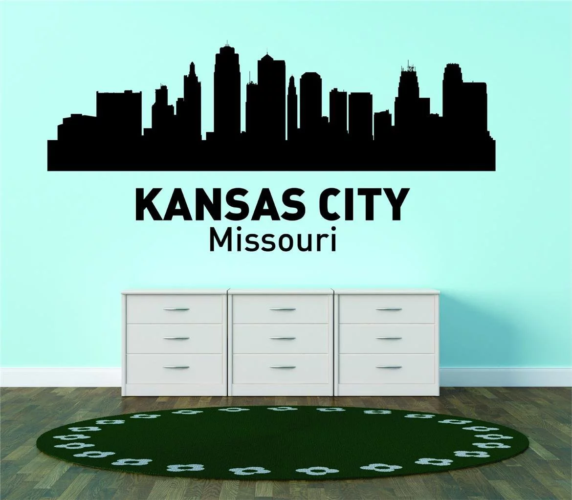 Kansas City Missouri United States Major City Geoal Map Landmark Travel Trip Vacation B & B Breakfast Lunch Maps USA Holiday Weekend Decorating Ideas Girl Boy Wall Decal - Size: 16 Inch x 30 Inch