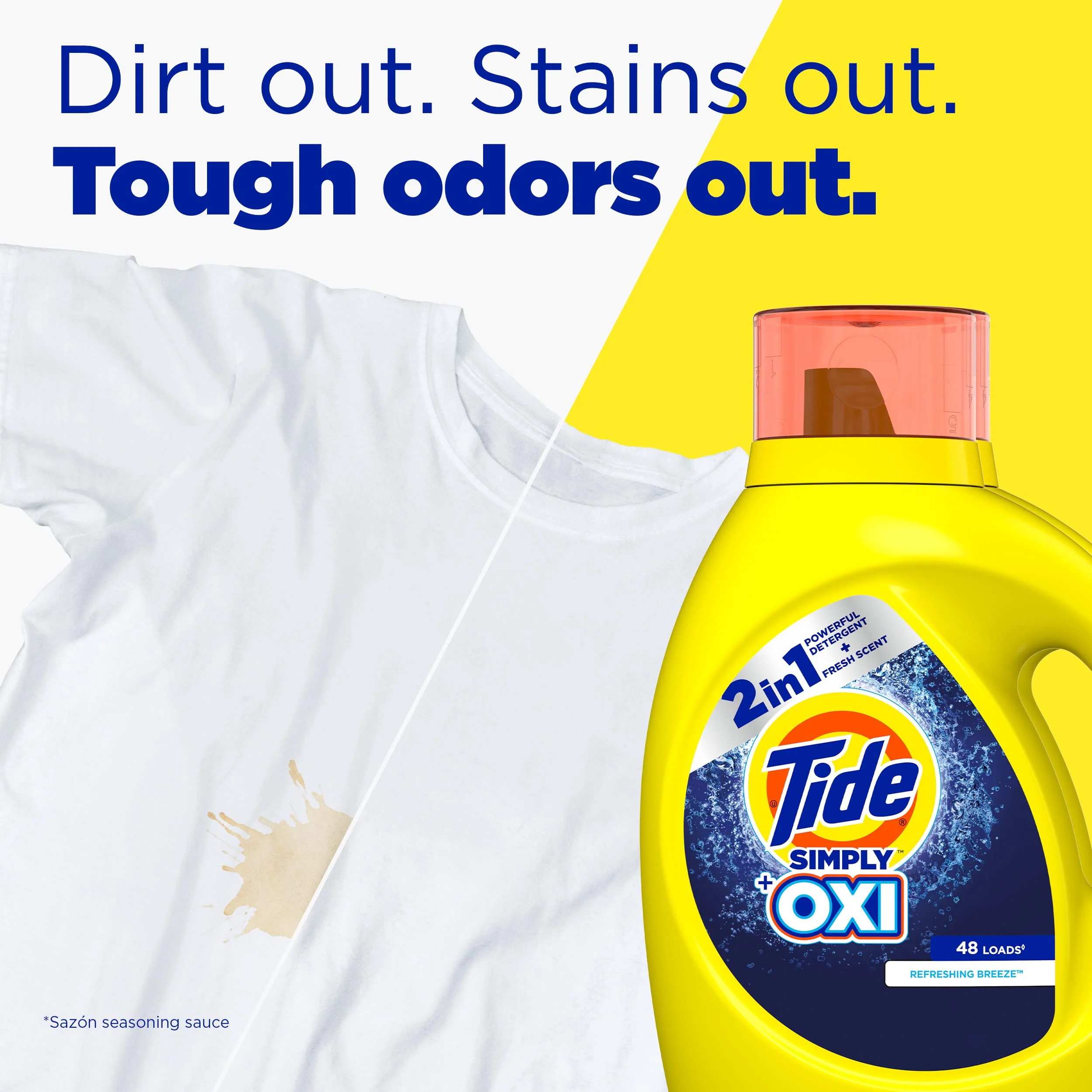 Tide Simply + Oxi Liquid Laundry Detergent, Refreshing Breeze, 6 Loads, 10 Fl Oz, Pack Of 12