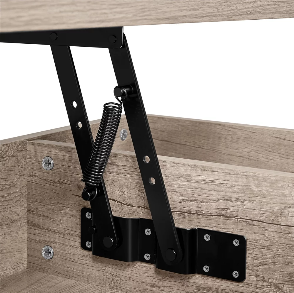 Topeakmart Wooden Lift Top Coffee Table with Hidden Compartments, Classic Gray