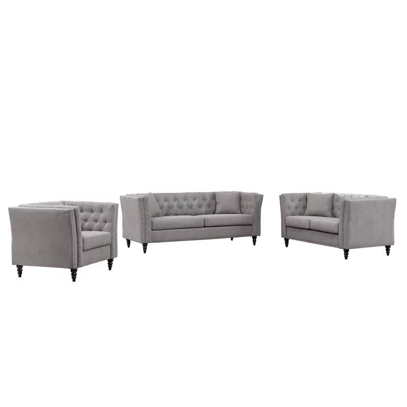 Home Square 2 Piece Set with Microfiber Living Room Loveseat and Chair in Gray