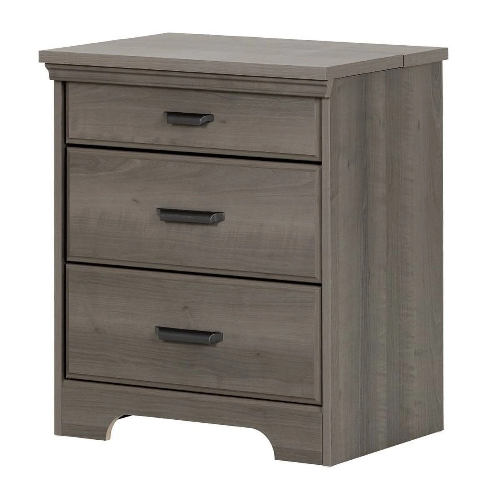 Home Square 2 Drawer Wood Nightstand Set in Gray Maple (Set of 2)