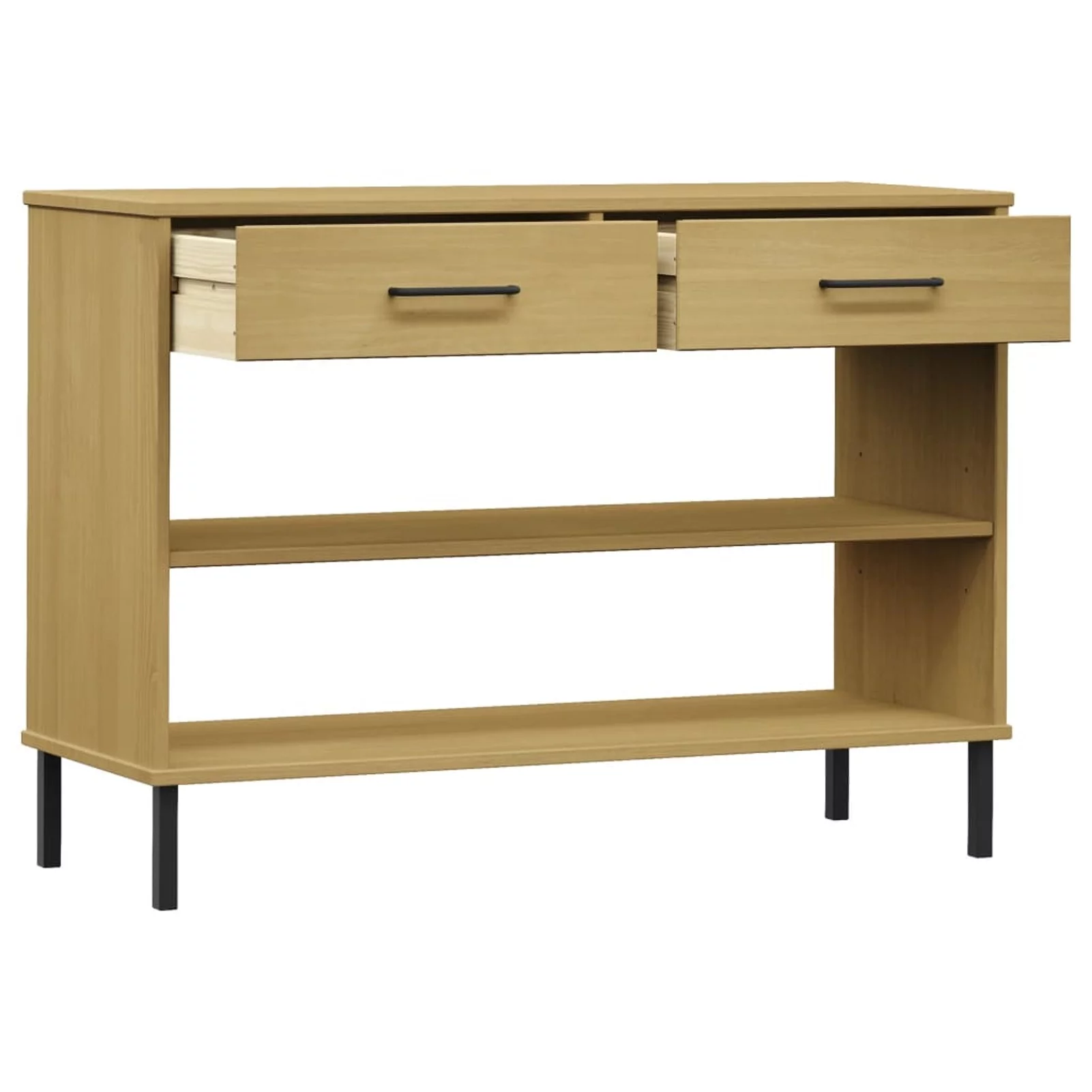 Andoer Console Cabinet with Metal Legs Brown Solid Wood Pine OSLO