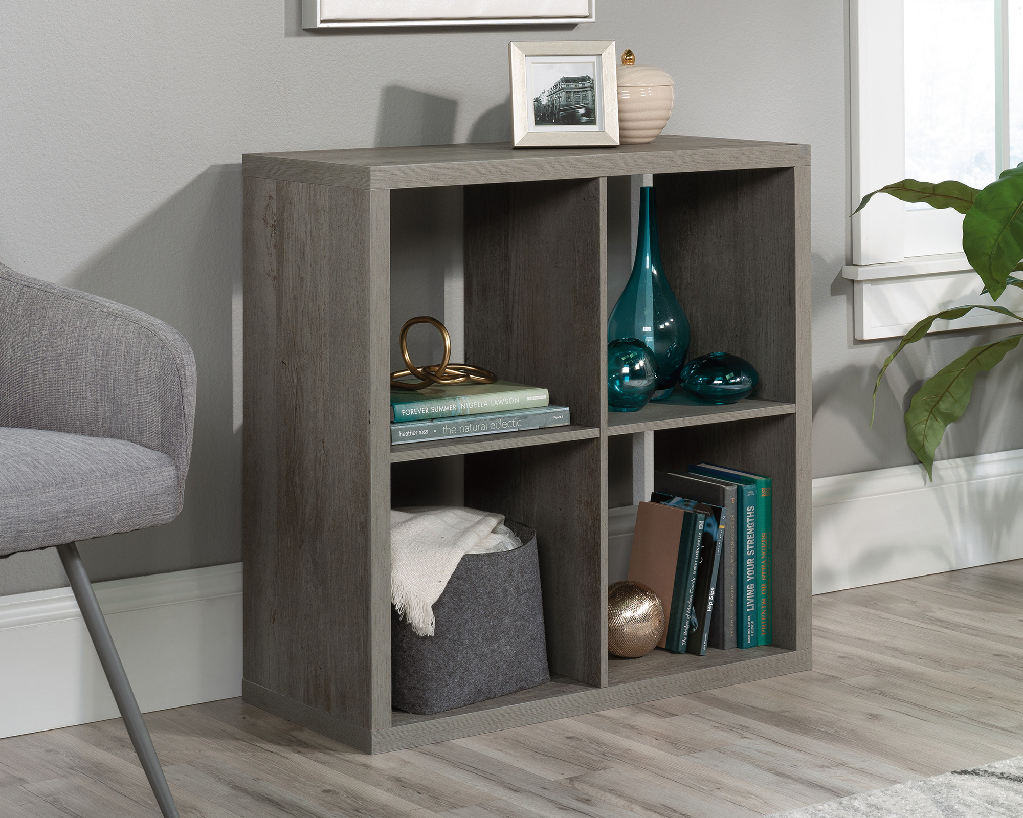 Sauder Select 4-Cube Organizer Storage Bookcase Mystic Oak