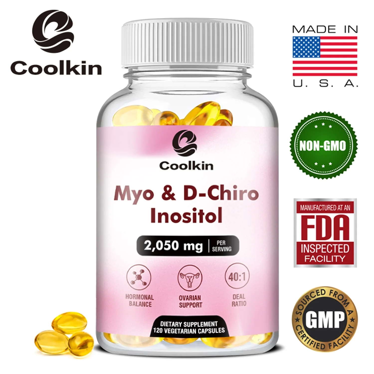 Coolkin Myo & D-Chiro Inositol - Female Fertility Health, Regulate Menstrual Cycle (30/60/120pcs)