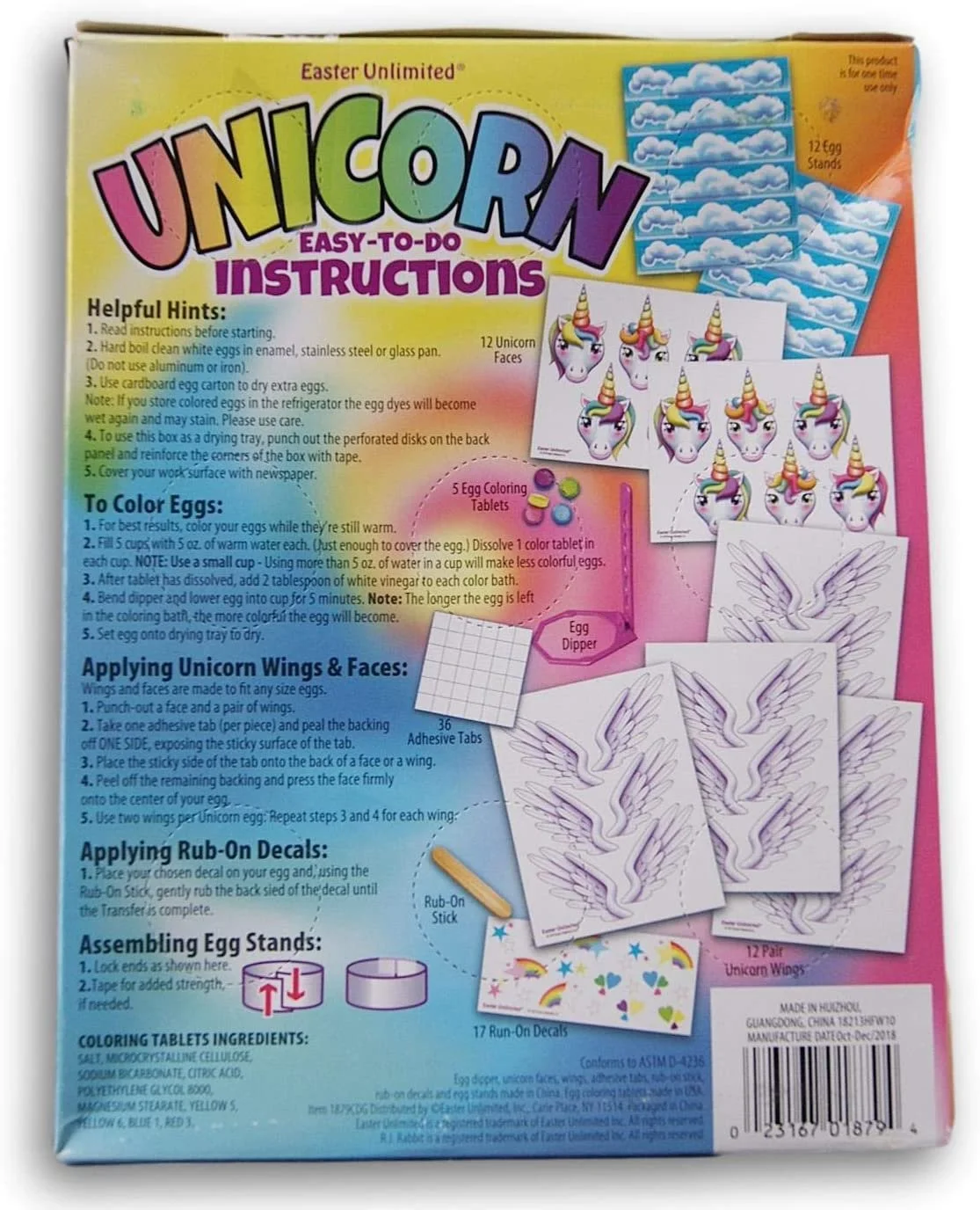 Easter Unlimited Unicorn Egg 3D Deco Kit Pegasus 60pc Egg Decorating Kit