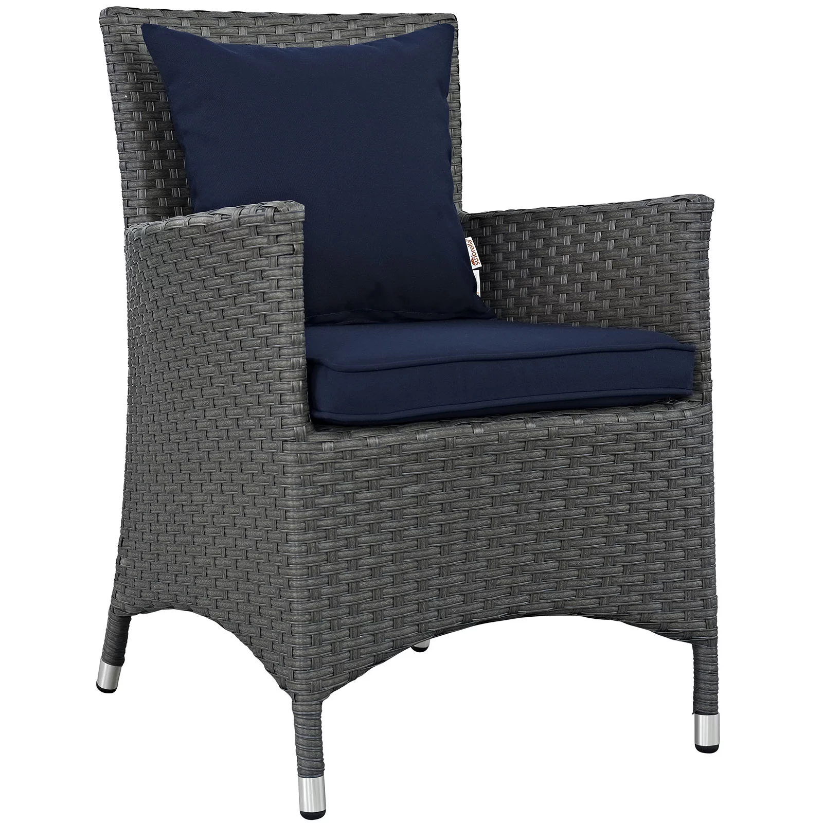 Modern Contemporary Urban Design Outdoor Patio Balcony Dining Chair, Navy Blue, Rattan