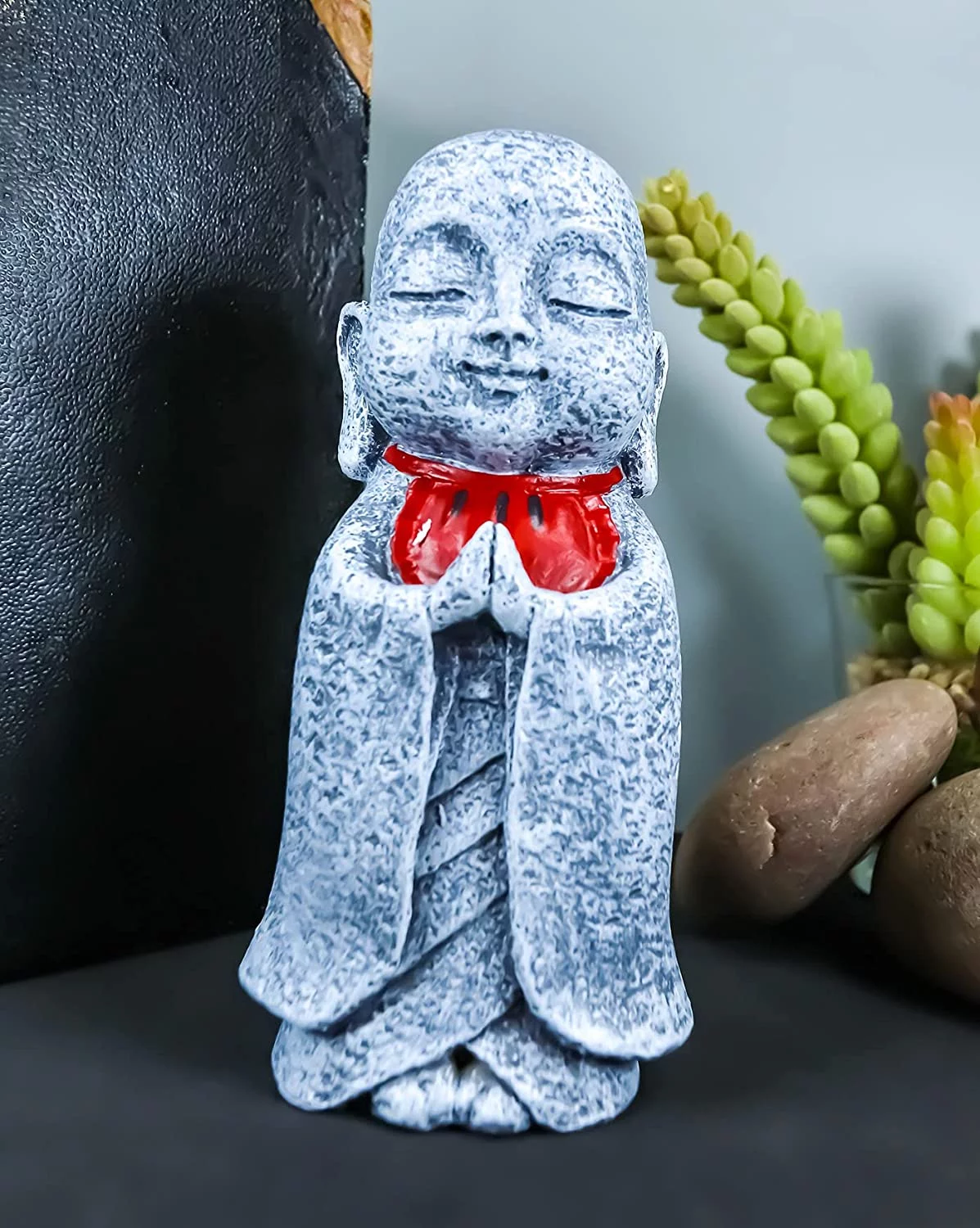Feng Shui Zen Japanese Jizo Monk With Red Bib Buddha Ojizo Sama Figurine 5