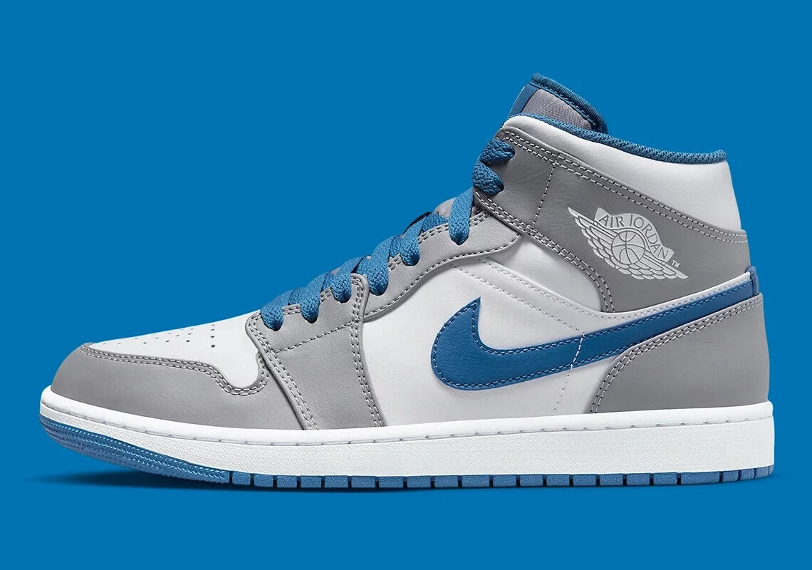 Men's Jordan 1 Mid Cement Grey/White-True Blue (DQ8426 014) - 11.5