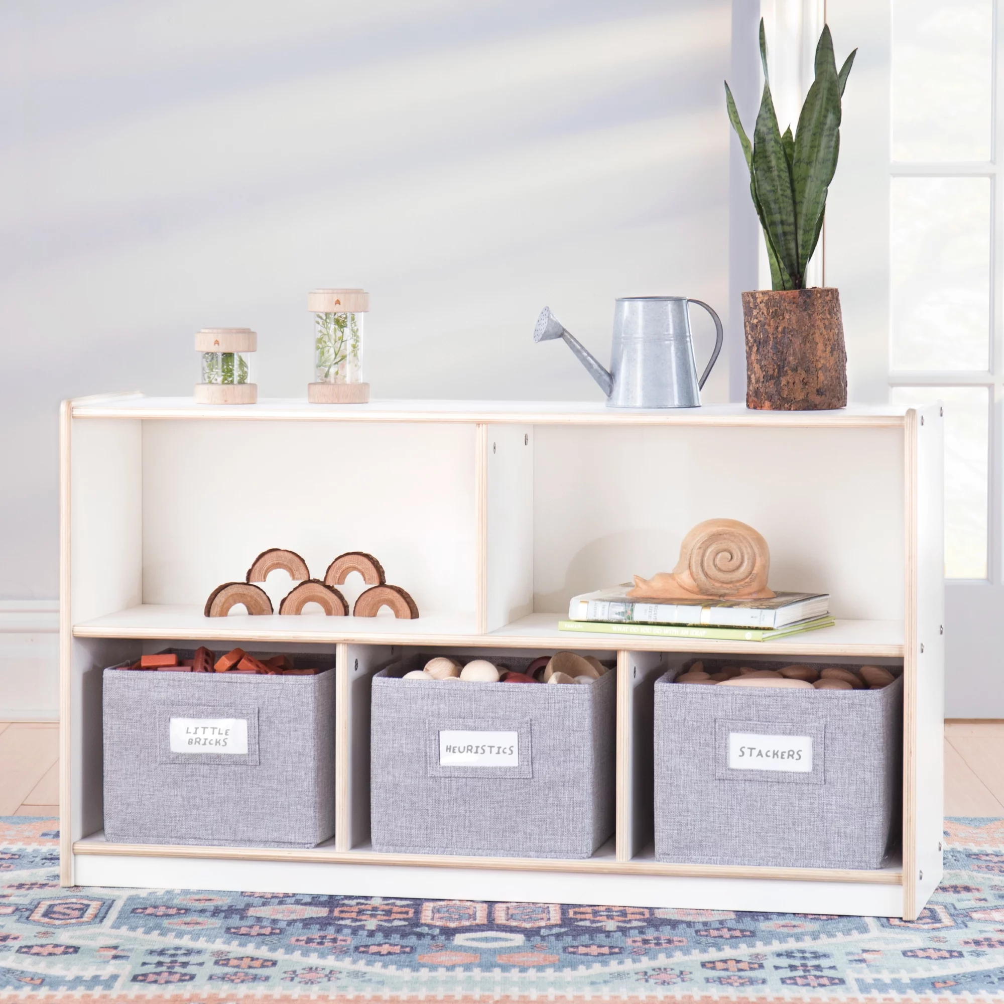 Guidecraft EdQ 2-Shelf 5-Compartment Storage 24