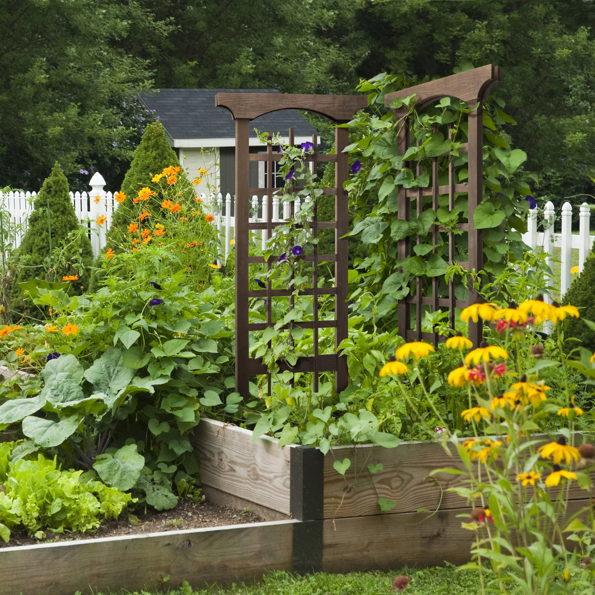 Outdoor Essentials Heirloom 72 in. Walnut-Tone Farmhouse Trellis