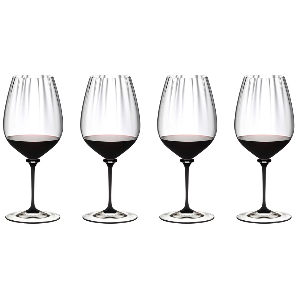 Riedel 4884/0D Fatto A Mano Performance Cabernet Glass, Black Stem (Set of Four)