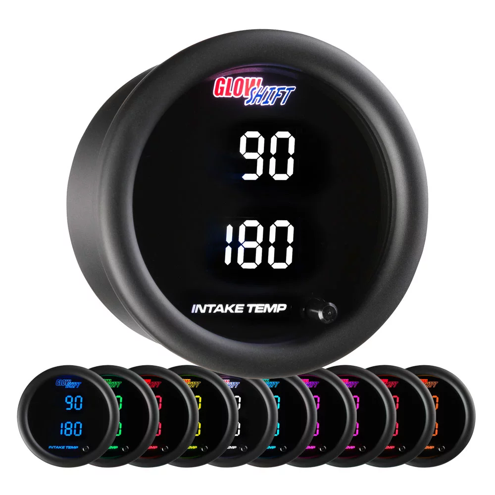 GlowShift | 2-1/16� (52mm) 10 Color Digital Series Dual Intake Temperature Gauge for Cars and Trucks