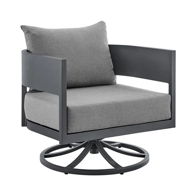 Argiope Outdoor Patio Swivel Rocking Chair, Grey