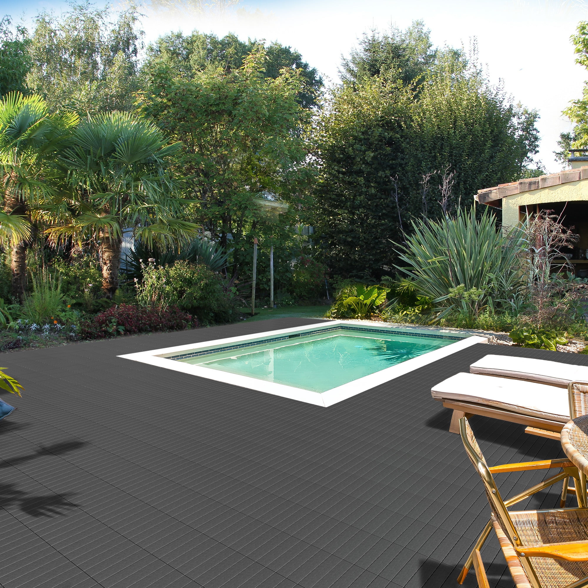 Dextrus Plastic Interlocking Deck Tiles, 27 Pack, Waterproof Outdoor Flooring All Weather Use, Durable & Slip-Resistant
