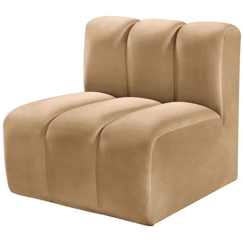 Meridian Furniture Arc Camel Velvet Straight Chair
