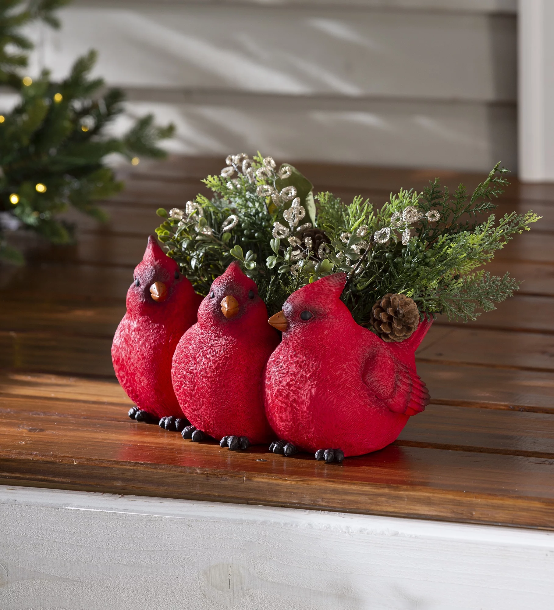 Evergreen Indoor/Outdoor Cardinal Trio Planter