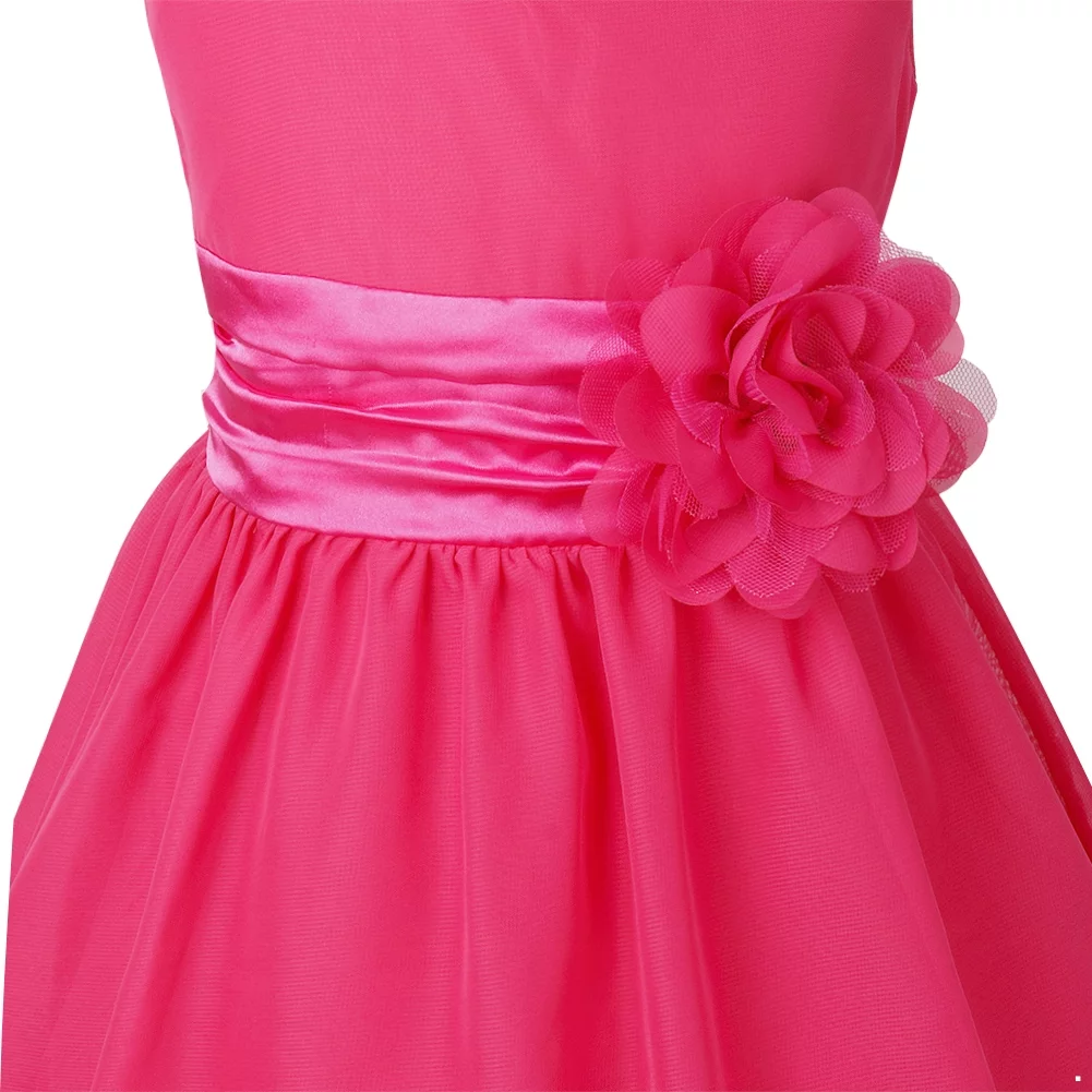 Miaeowve Kids Chiffon Wedding Bridesmaid Flower Girl Dress Summer Birthday Party Sleeveless V Neck Ball Gown Rose 6