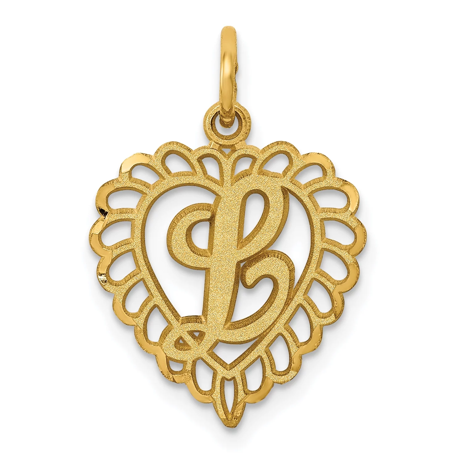 Carat in Karats 10K Yellow Gold Initial L Pendant Charm (23mm x 15mm) With 14K Yellow Gold Lightweight Rope Chain Necklace 20''