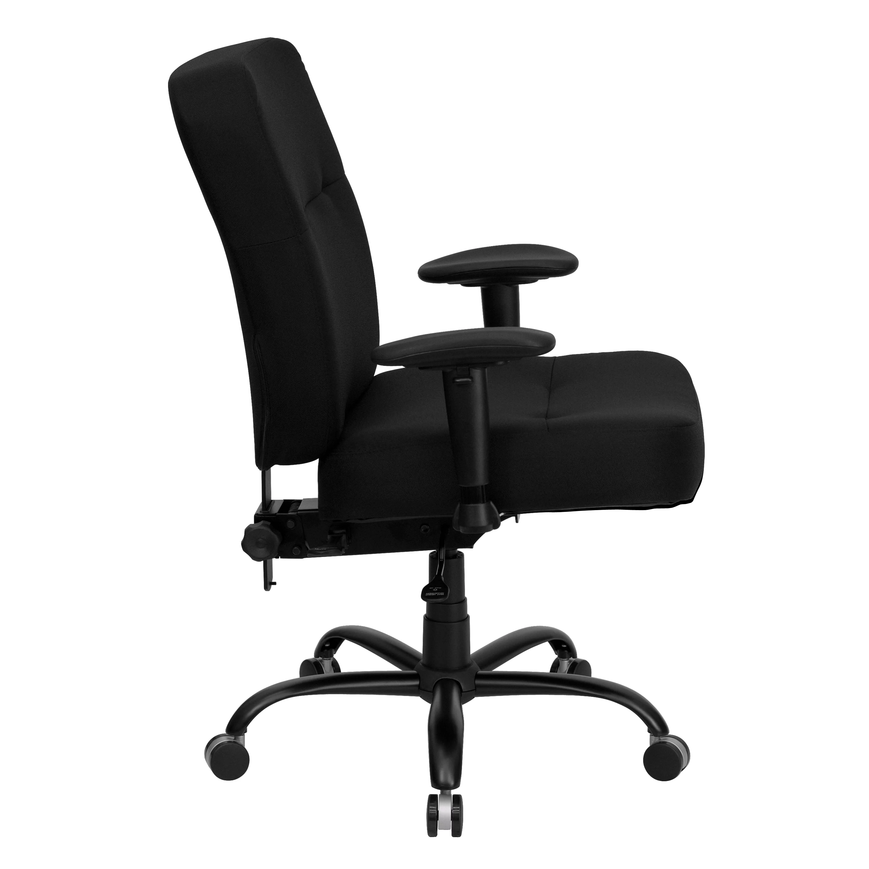 Emma + Oliver 400 lb. Rated High Back Black Fabric Rectangle Back Ergonomic Office Chair-Arms