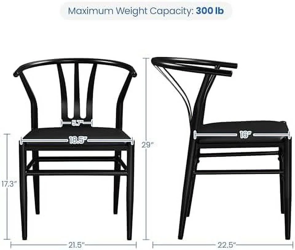 MQLIFEBOOM Weave Dining Chairs Dining Room Chairs  Mid-Century Modern Dining Chairs PU Leather Arm Chairs Upholstered Dining Chairs with Open Backrest Metal Frame Accent Chair  Retro Brow