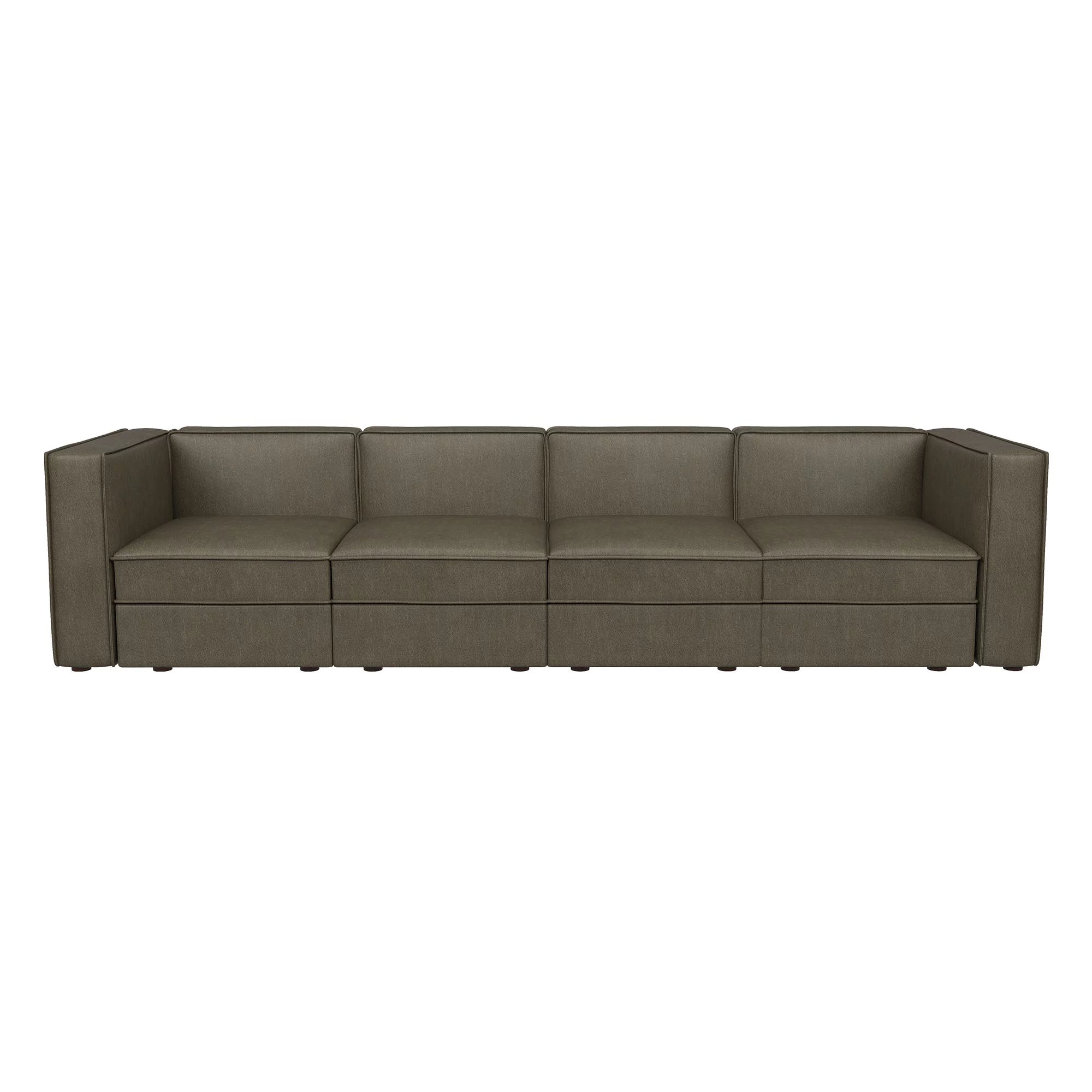 Nolany Modular Sectional Sofa Couch 4-Seat Sofa with Storage Seat, Dark Grey Microfiber