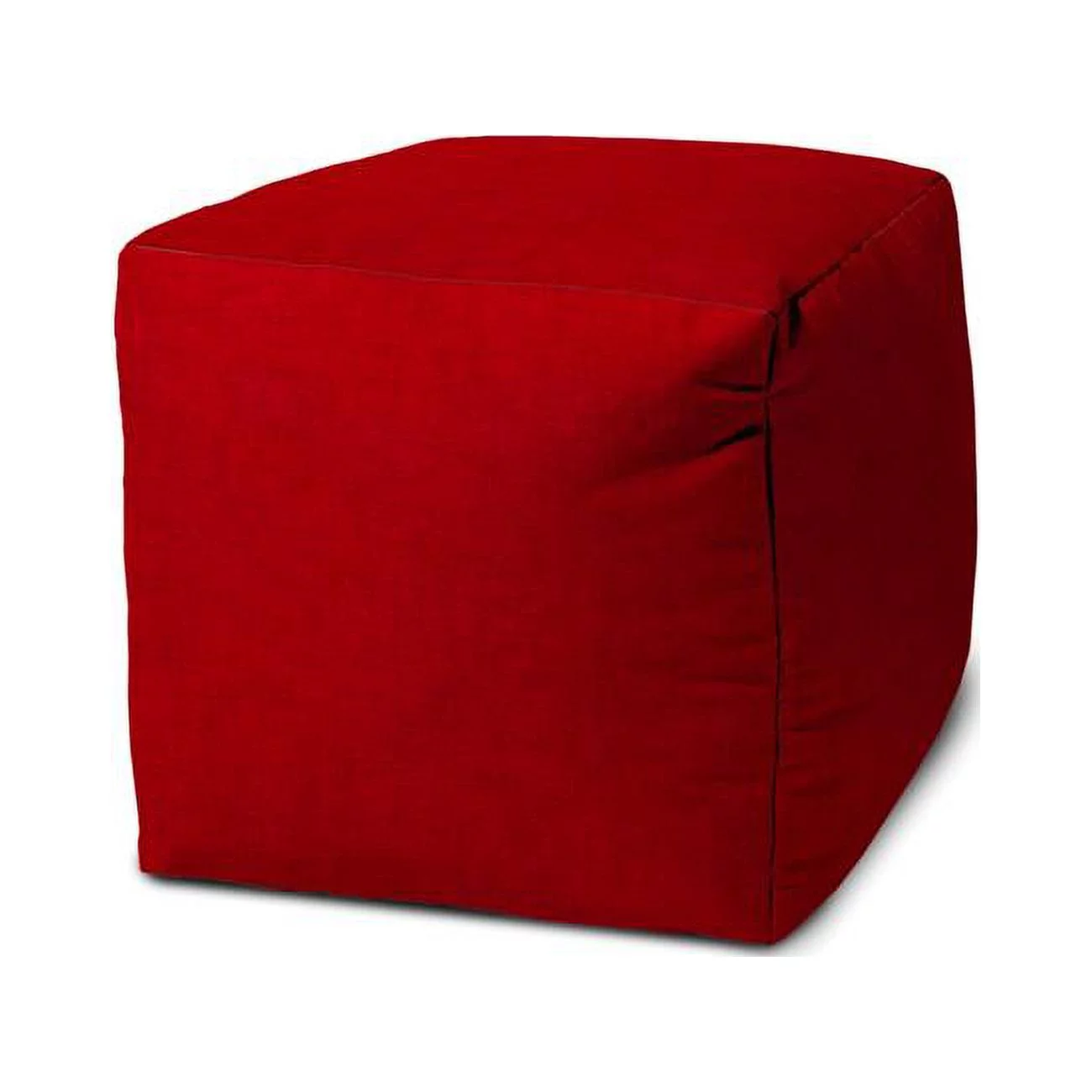 17 in. Polyester Cube Indoor & Outdoor Pouf Ottoman, Red