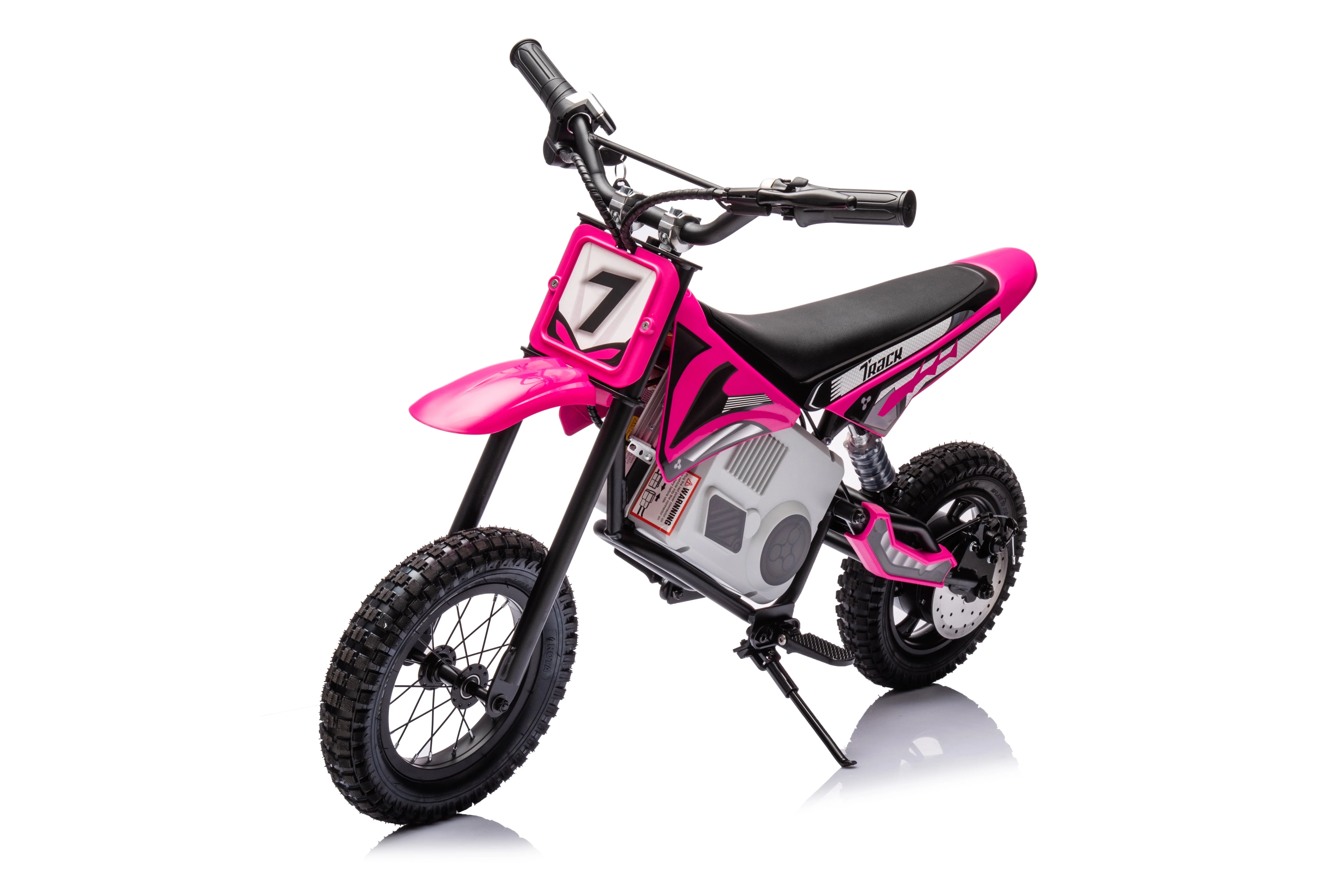 BISHE 24V Advanced Electric Dirt Pink Bike for Age 6+ Up to 50 Minutes Continuous Ride Time, Electric Motocross Hand-Operated Dual Brakes, Twist Grip Throttle, Speed Up to 10 MPH