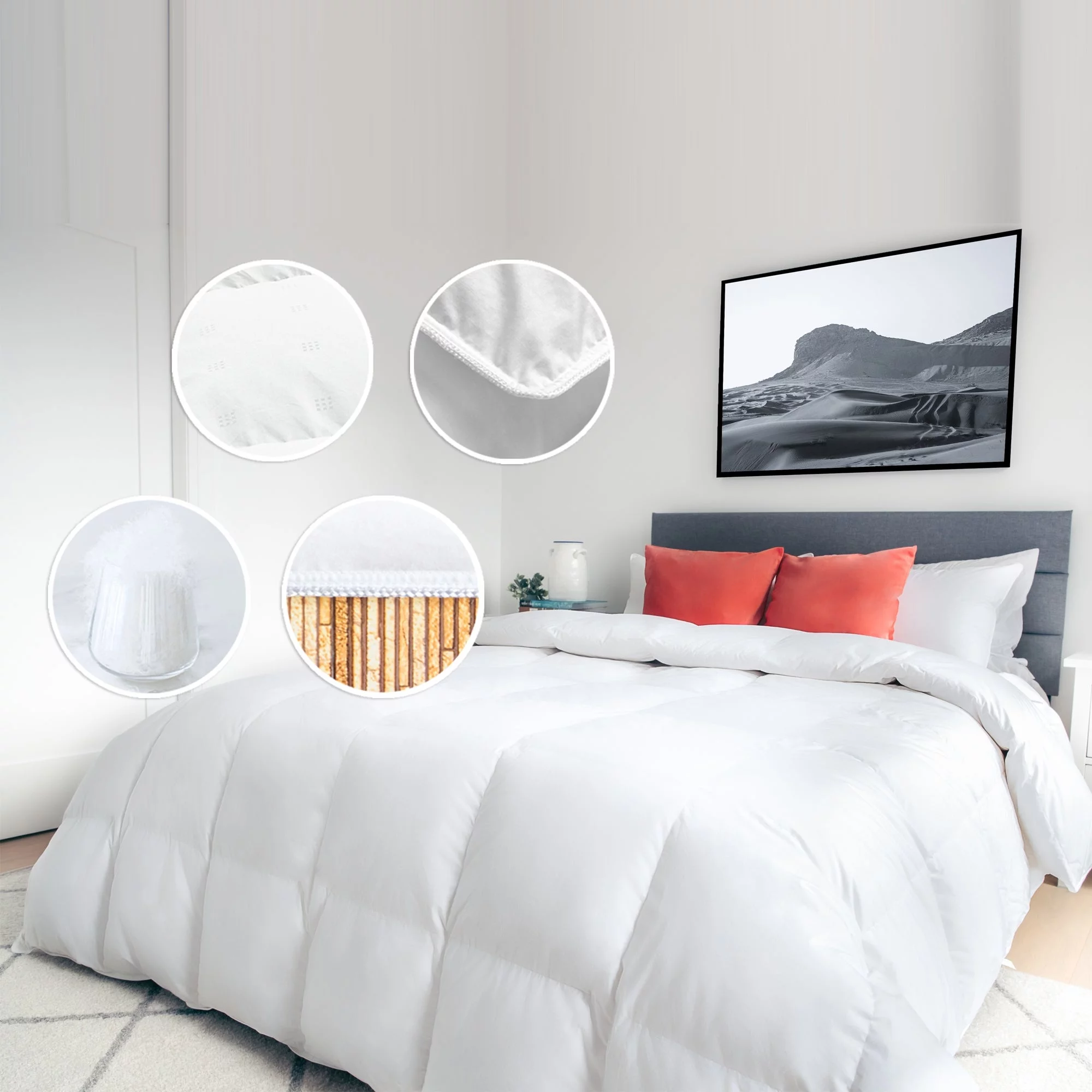 Highland Feather Dual Warmth 850 Loft Hungarian White Goose Down Duvet 700TC Pure Cotton Casing SmartCare