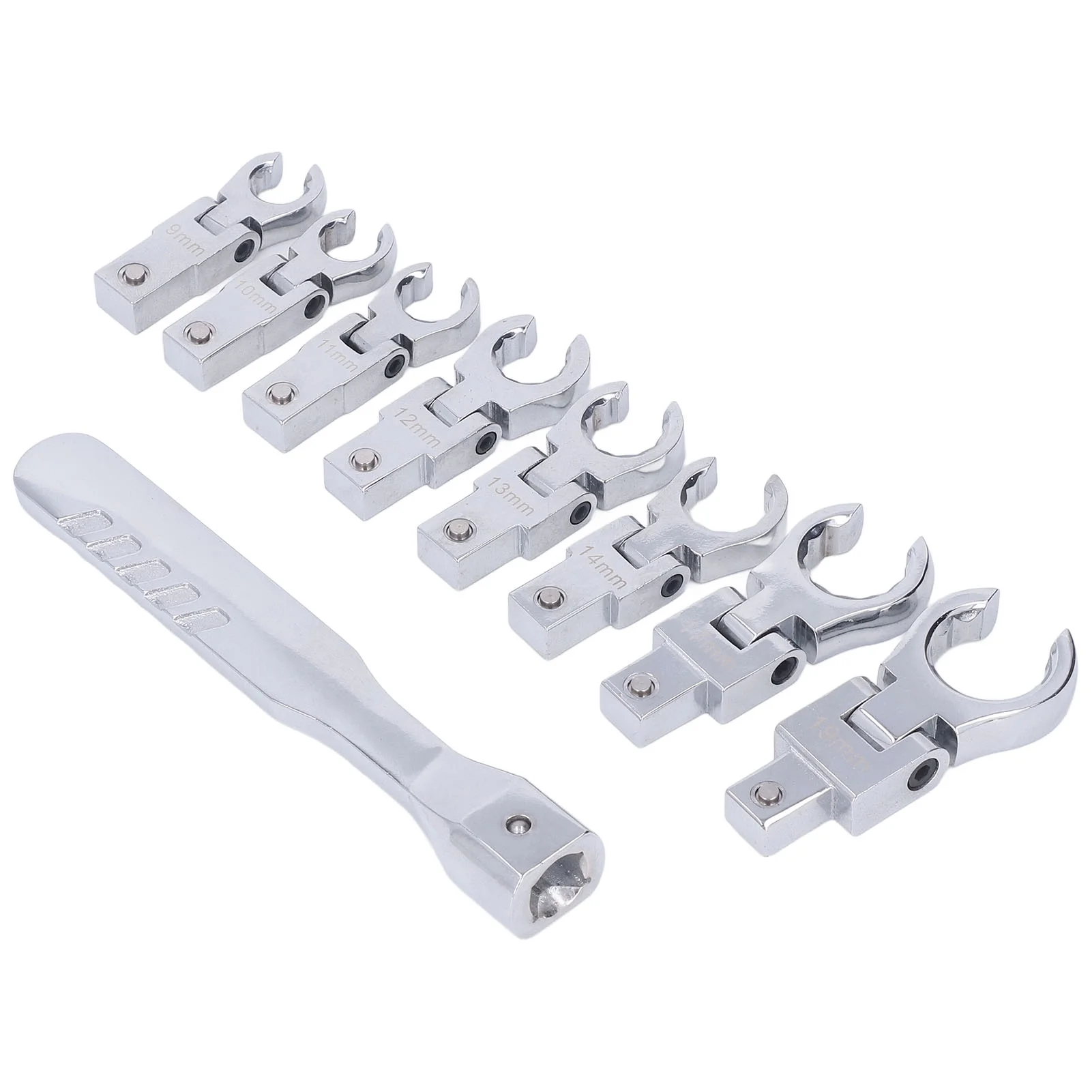 YUMILI Replaceable Wrench Set, Flexible Head Torsion Wrench 180 Degree Rotating Spanner with Handle