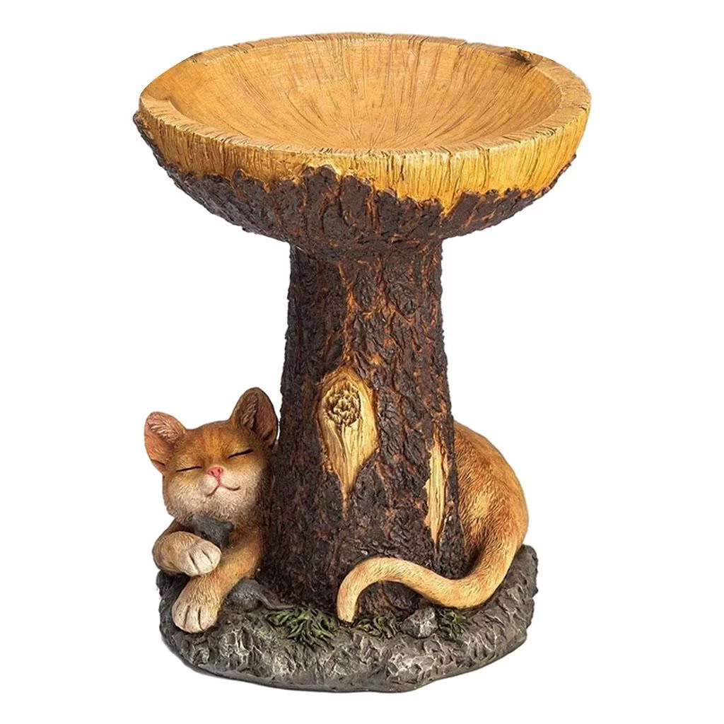 Resin Bird Bath Yard Statue Sculpture Birdbath Stable Countryside Birds