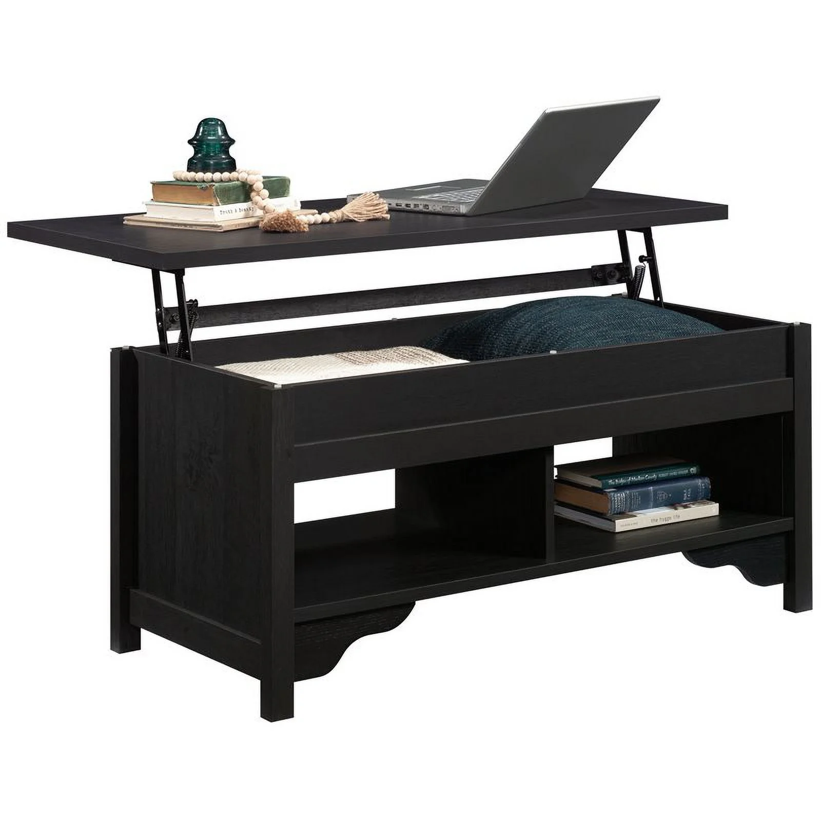 Pemberly Row Trail Wooden Lift Top Coffee Table in Raven Oak