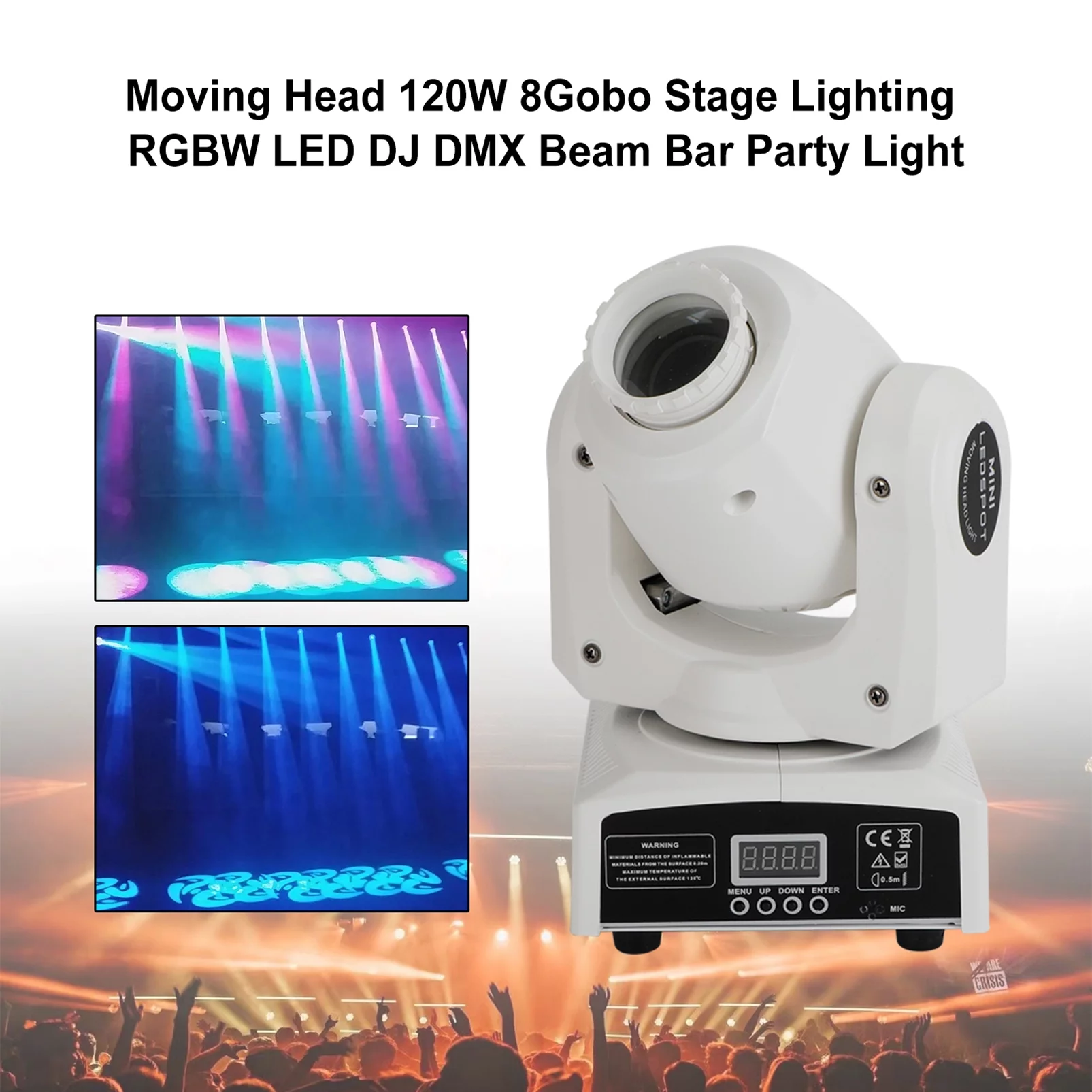 Moving Head 120W 8Gobo Stage Lighting RGBW LED DJ DMX Beam Bar Party Light