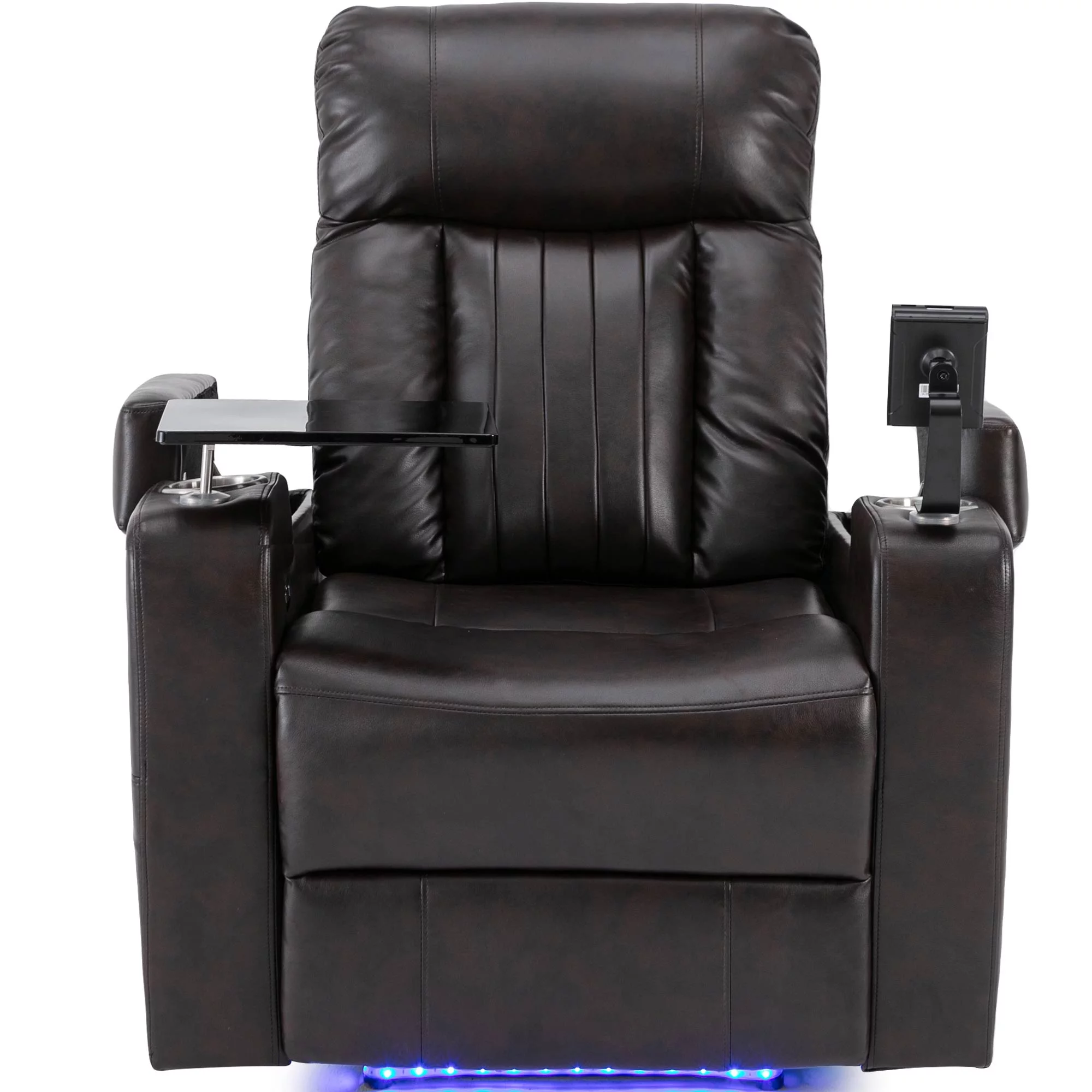 CoSoTower Premium Power Recliner with Storage Arms, Cupholders, Swivel Tray Table and Cell Phone Stand, Brown