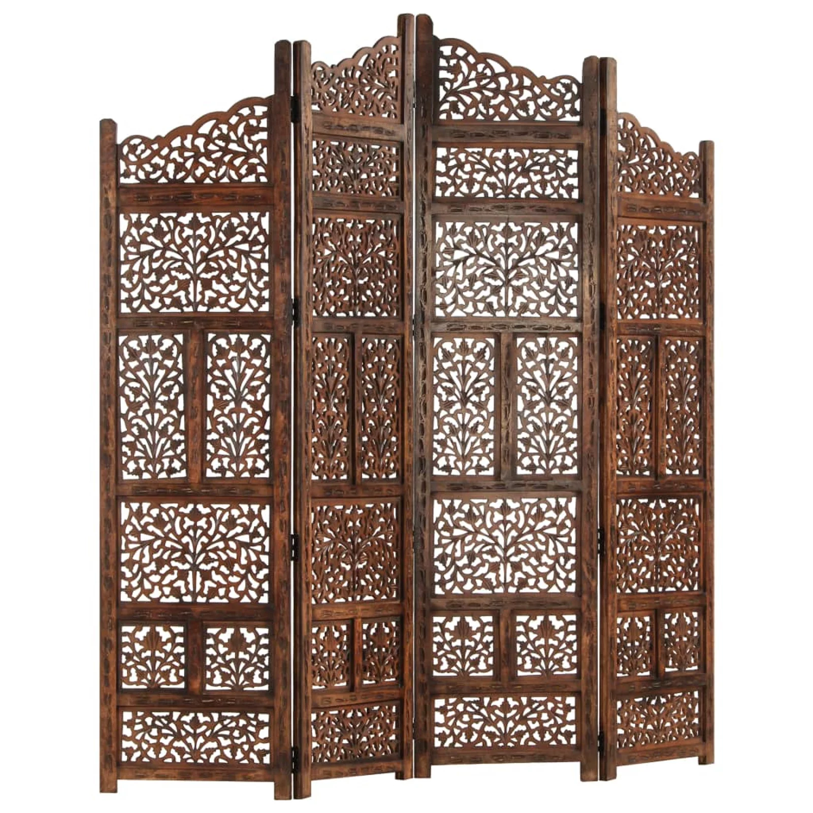 Hand carved 4-Panel Room Divider Brown 63