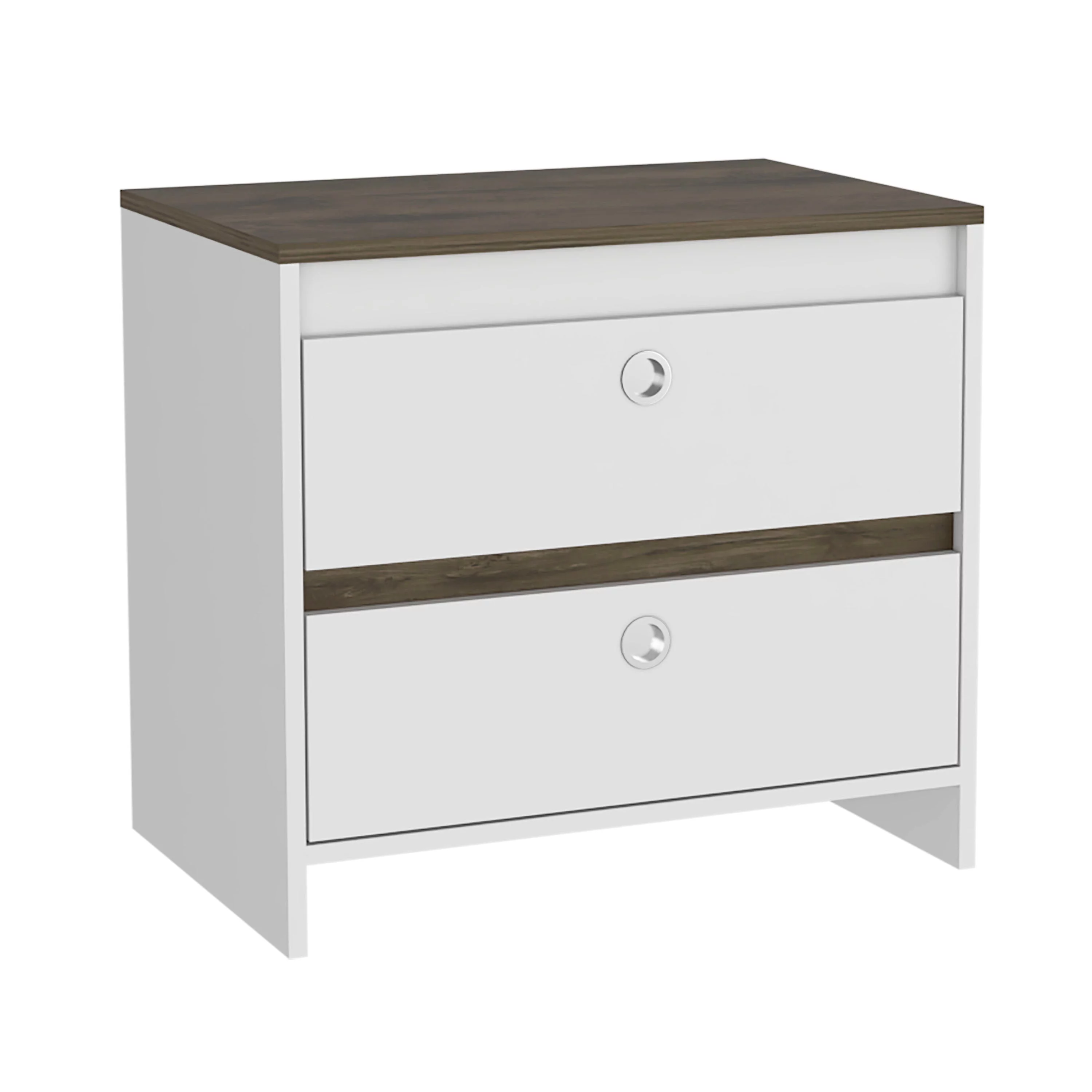 Boahaus Elche Nightstand (White-Dark Brown)
