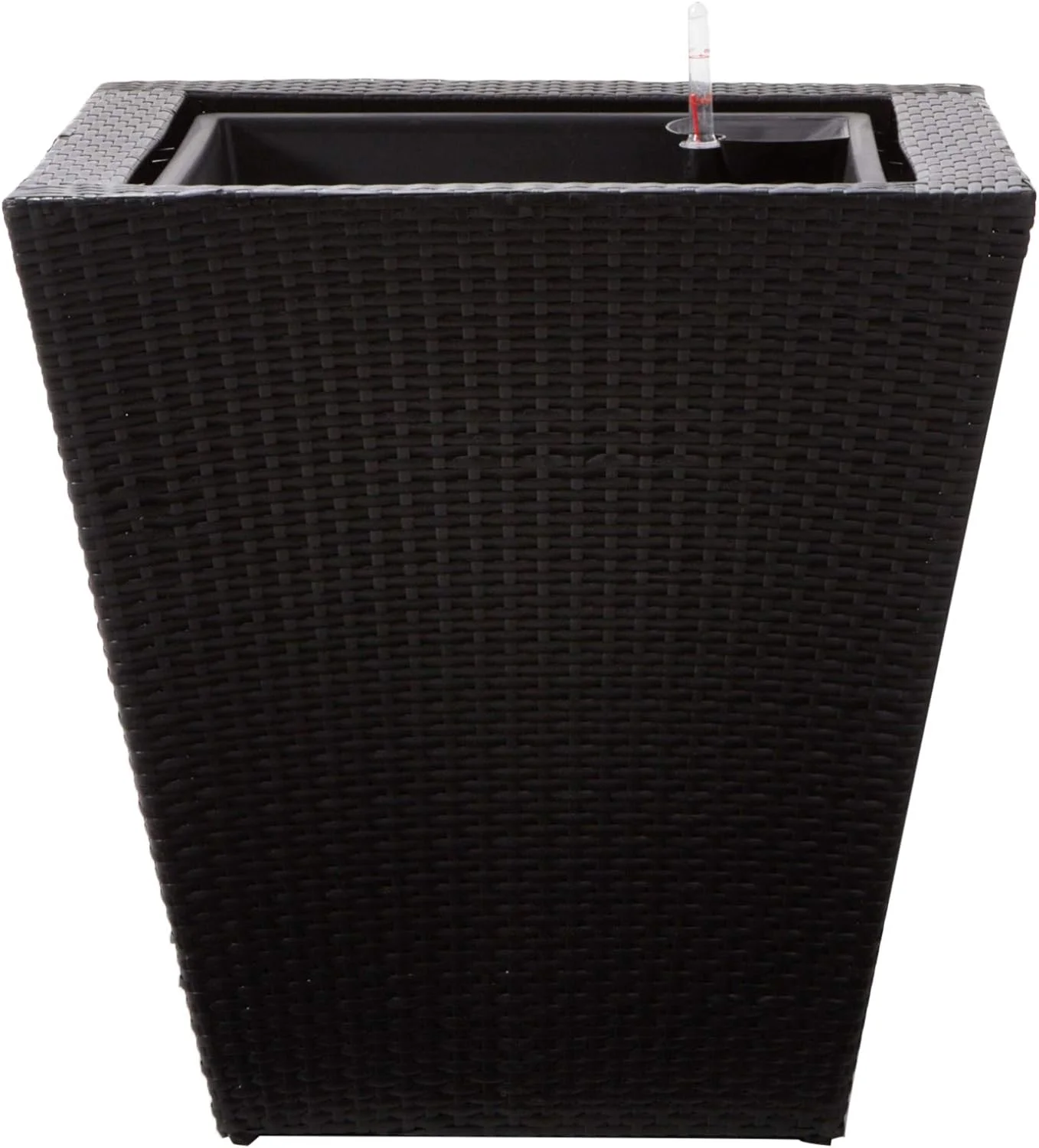 78379 22-Inch Square Resin Wicker Planter, Black