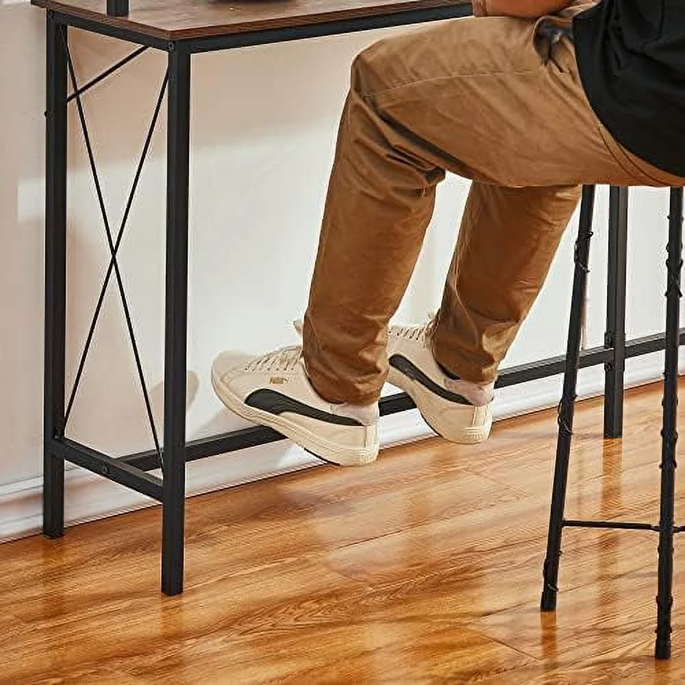 YPDRYGV Couch Side & Console  with 2 Outlets and USB Ports  70.9 Inches  Brown