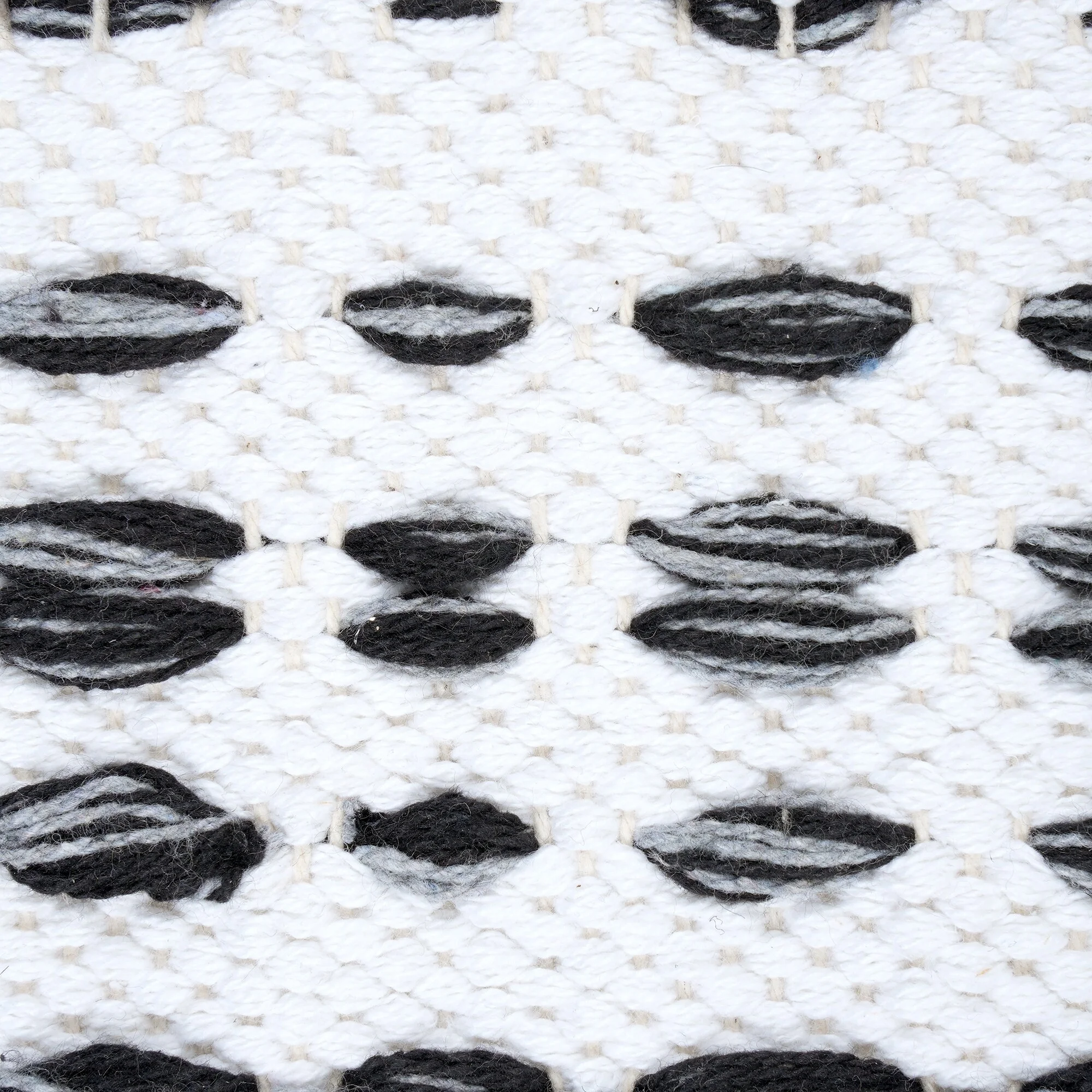 Pasargad Home Grandcanyon Cotton with Wooden Legs Pouf Footstool White/Black