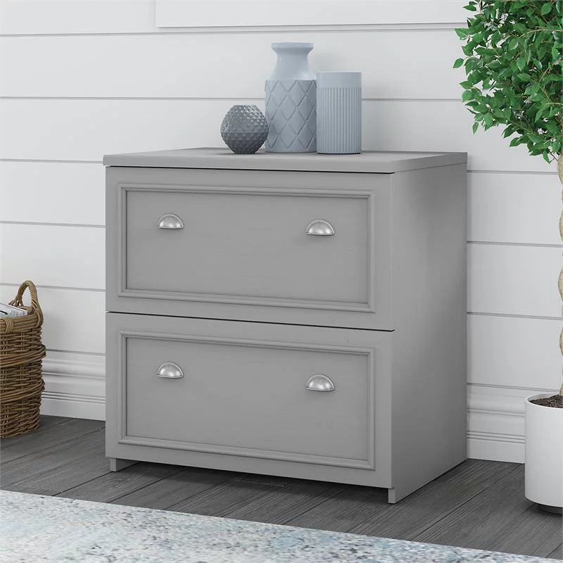 Home Square 2 Piece Engineered Wood Filing Cabinet Set in Cape Cod Gray