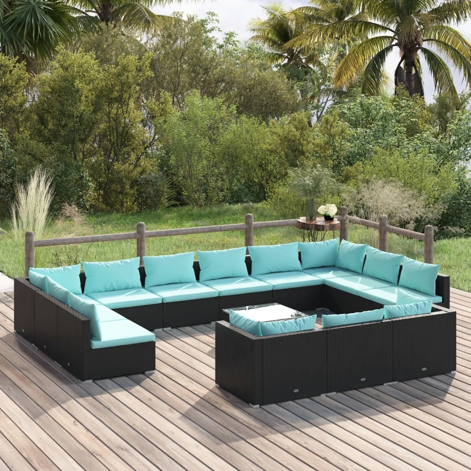 Andoer parcel,14 Piece Poly Rattan With Cushions Patio Furniture Patio Set Vidaxl CushionsLawn RewisLawn Balcony Seat Sofa Furniture Sofa Furniture Poly 0105459a Ciadaz