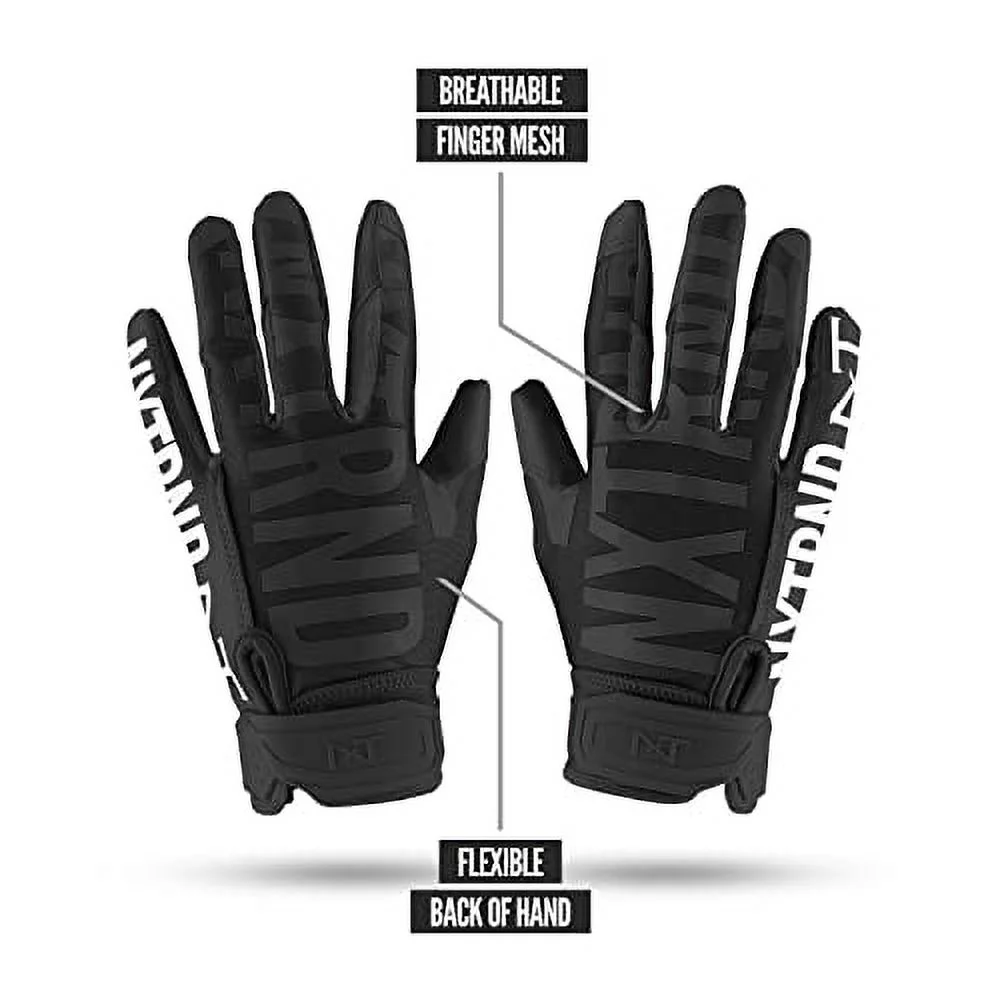 Nxtrnd G1 Pro Football Gloves, Men's & Youth Boys Sticky Receiver Gloves (Black, Small)