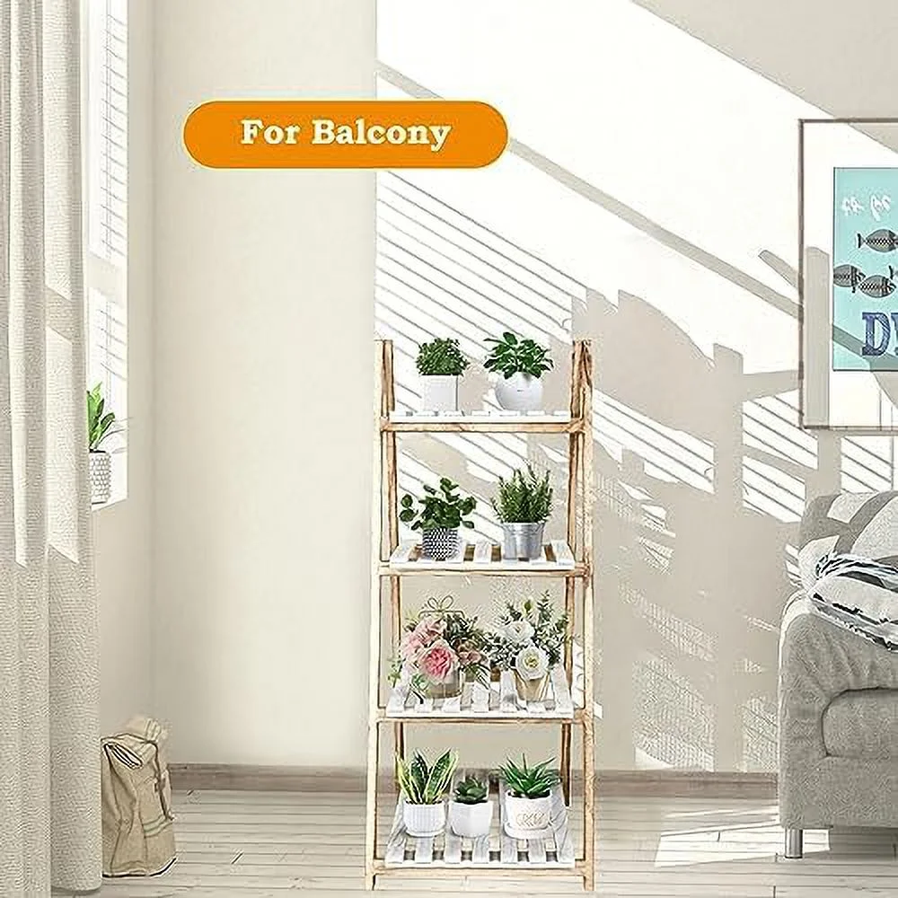 GVJMTKP TAG 3 Tier Ladder   Wood -Shaped Bookshelves Ladder Bookcase Decorative Leaning Ladder   Plant Display   Rack  Room  Home  Office  Kitchen  Bedroom  Balcony