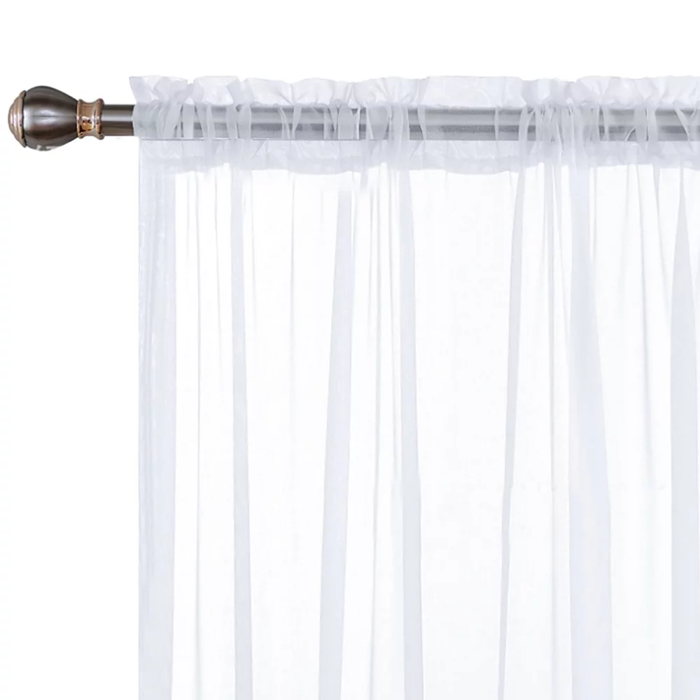 White Semi-Sheer Voile Window Curtain Panels for Living Room and Bedroom - Rod Pocket Design (55''Wx102''L, Set of 2)